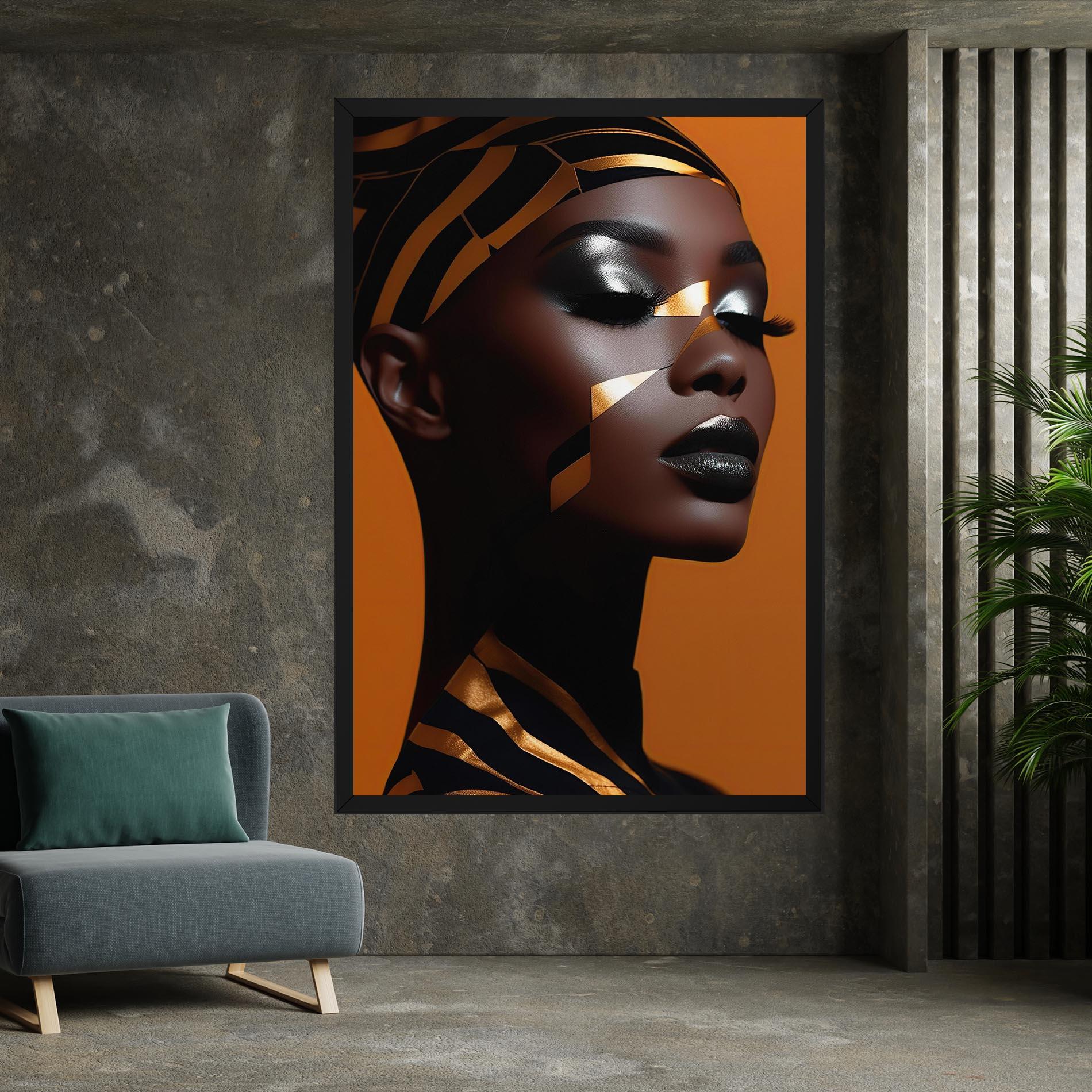 Vászonkép African Woman On Orange mockup 7
