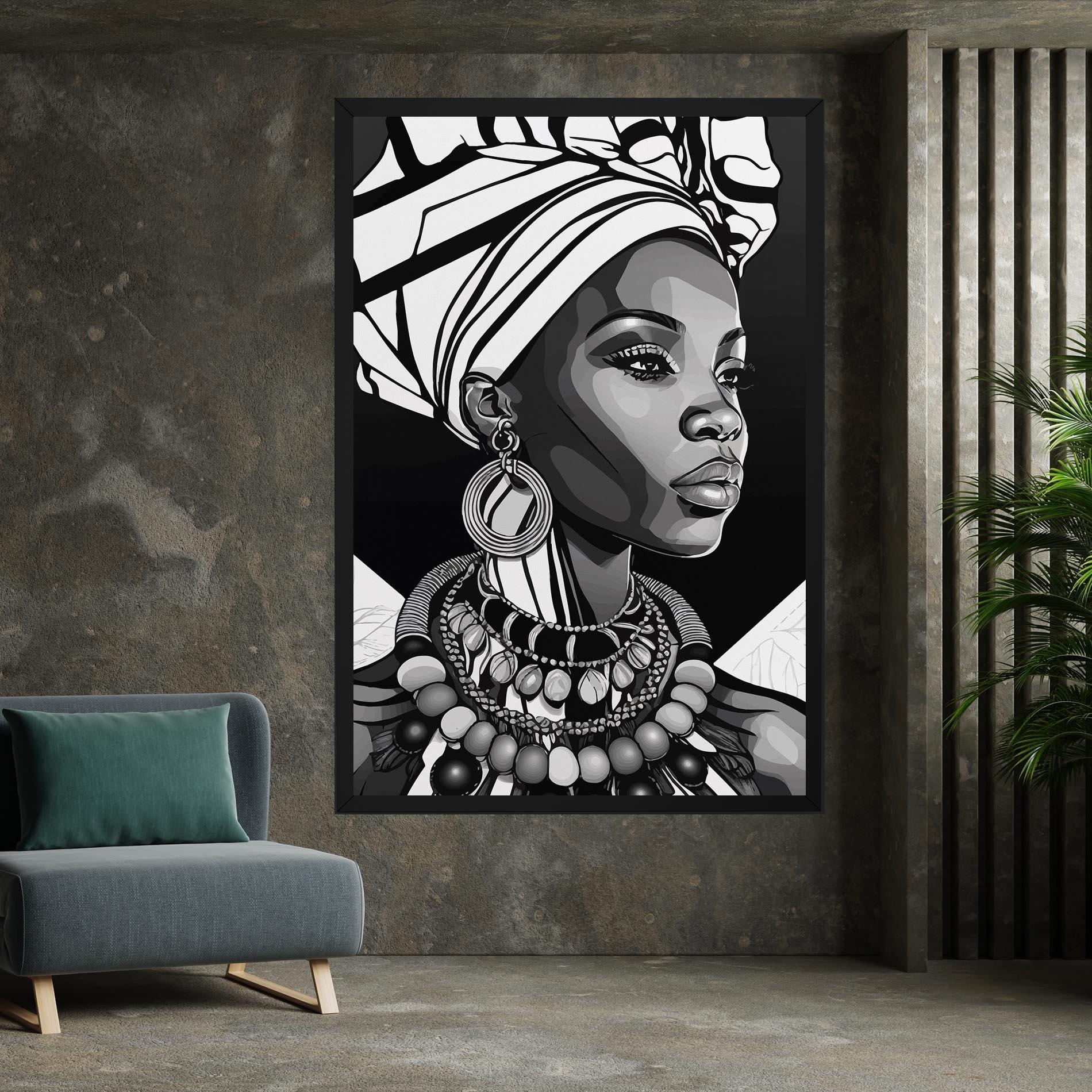 Vászonkép Black White African mockup 7