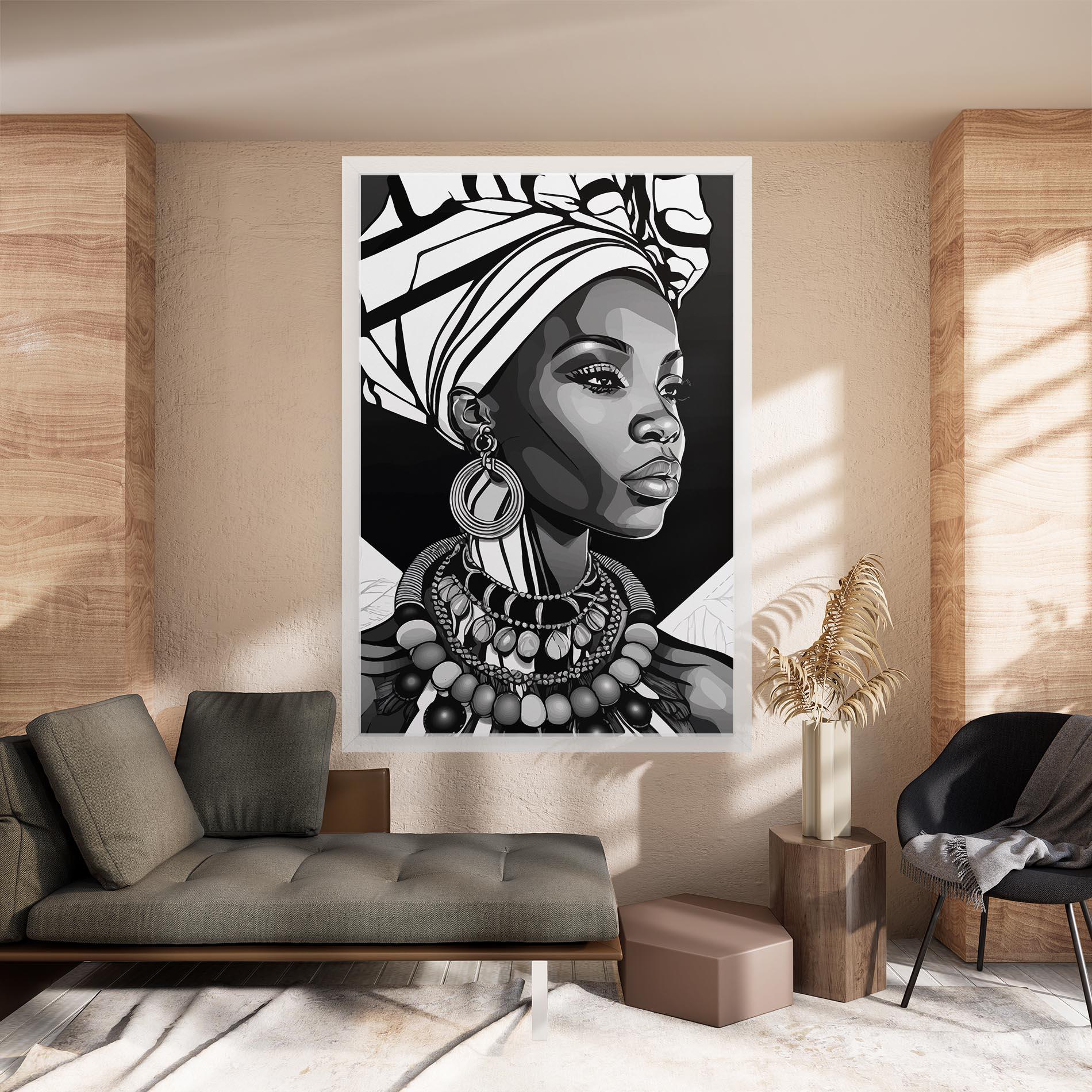 Vászonkép Black White African mockup 8