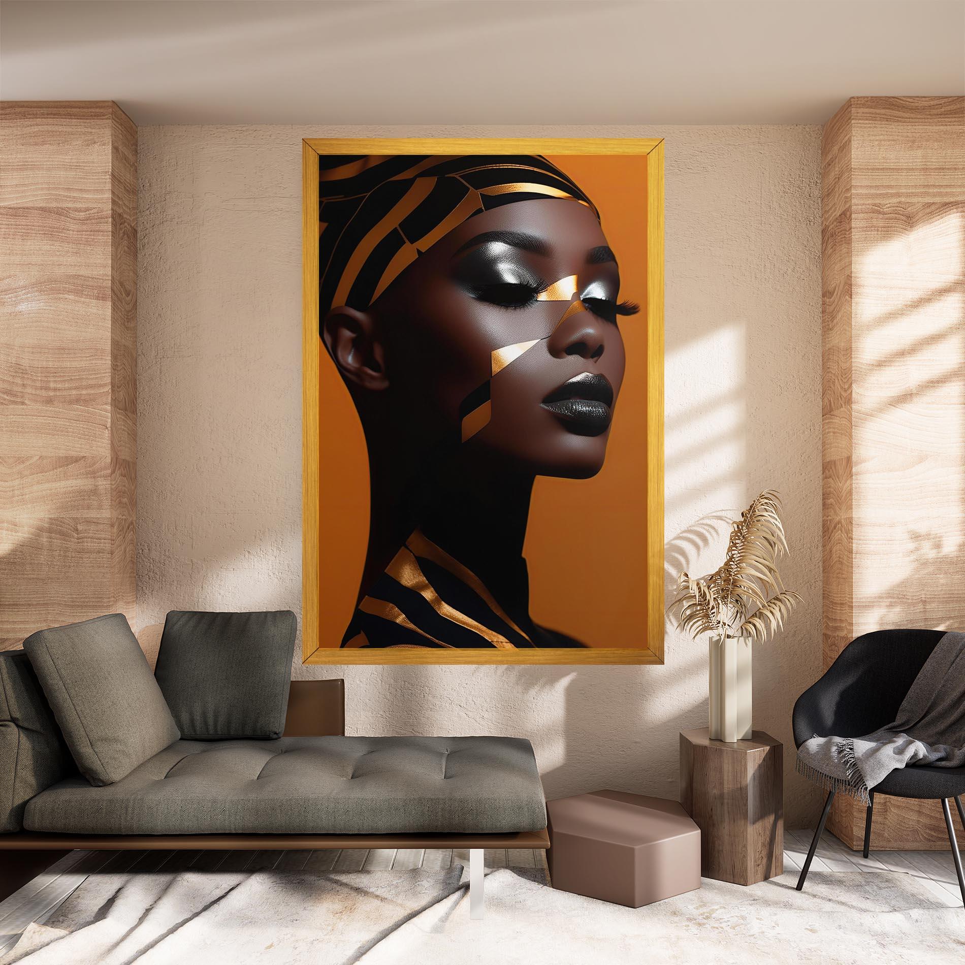Vászonkép African Woman On Orange mockup 8