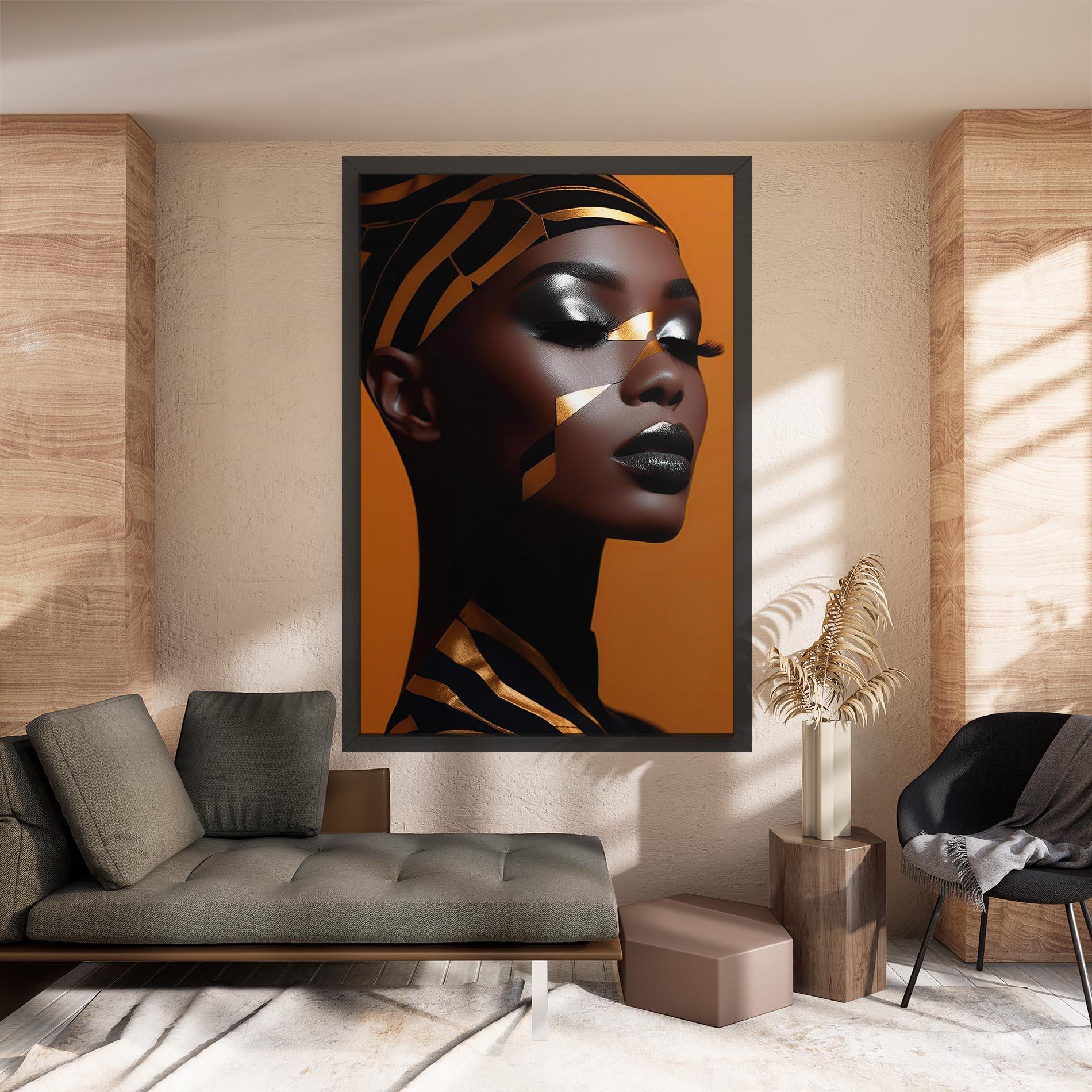 Vászonkép African Woman On Orange mockup 8