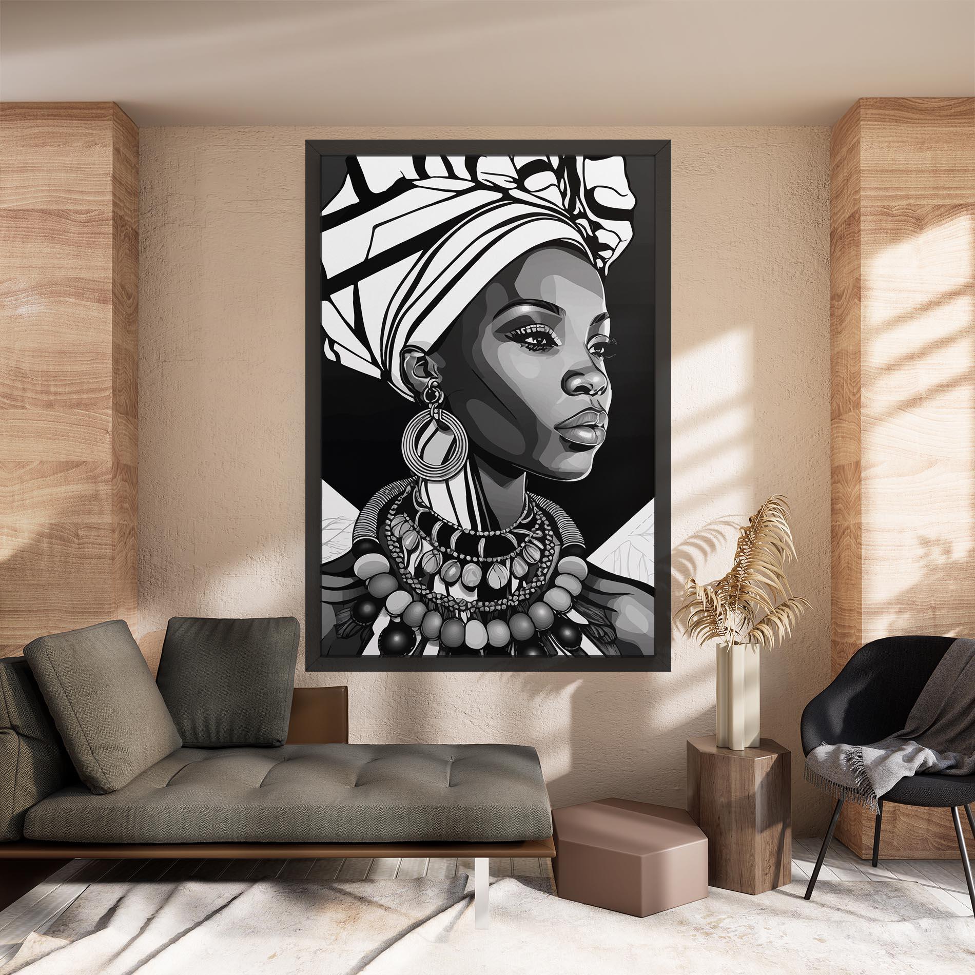 Vászonkép Black White African mockup 8