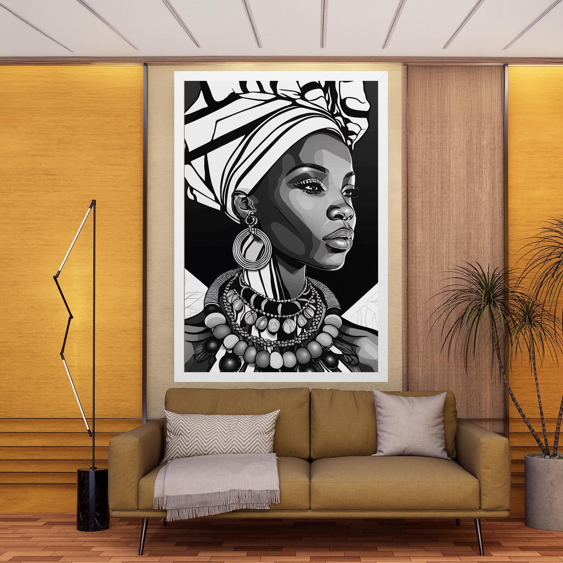 Vászonkép Black White African mockup 9