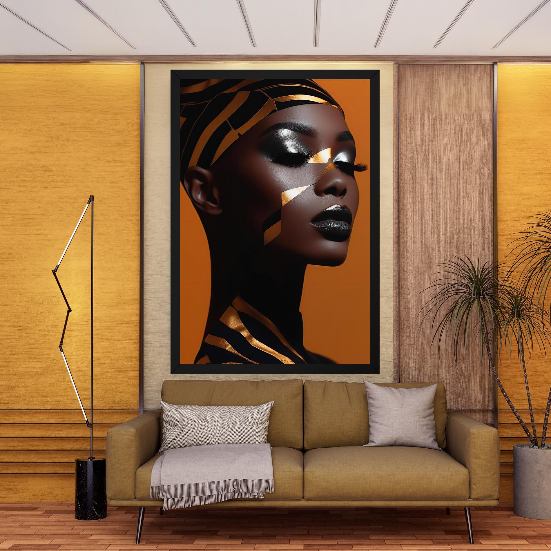 Vászonkép African Woman On Orange mockup 9