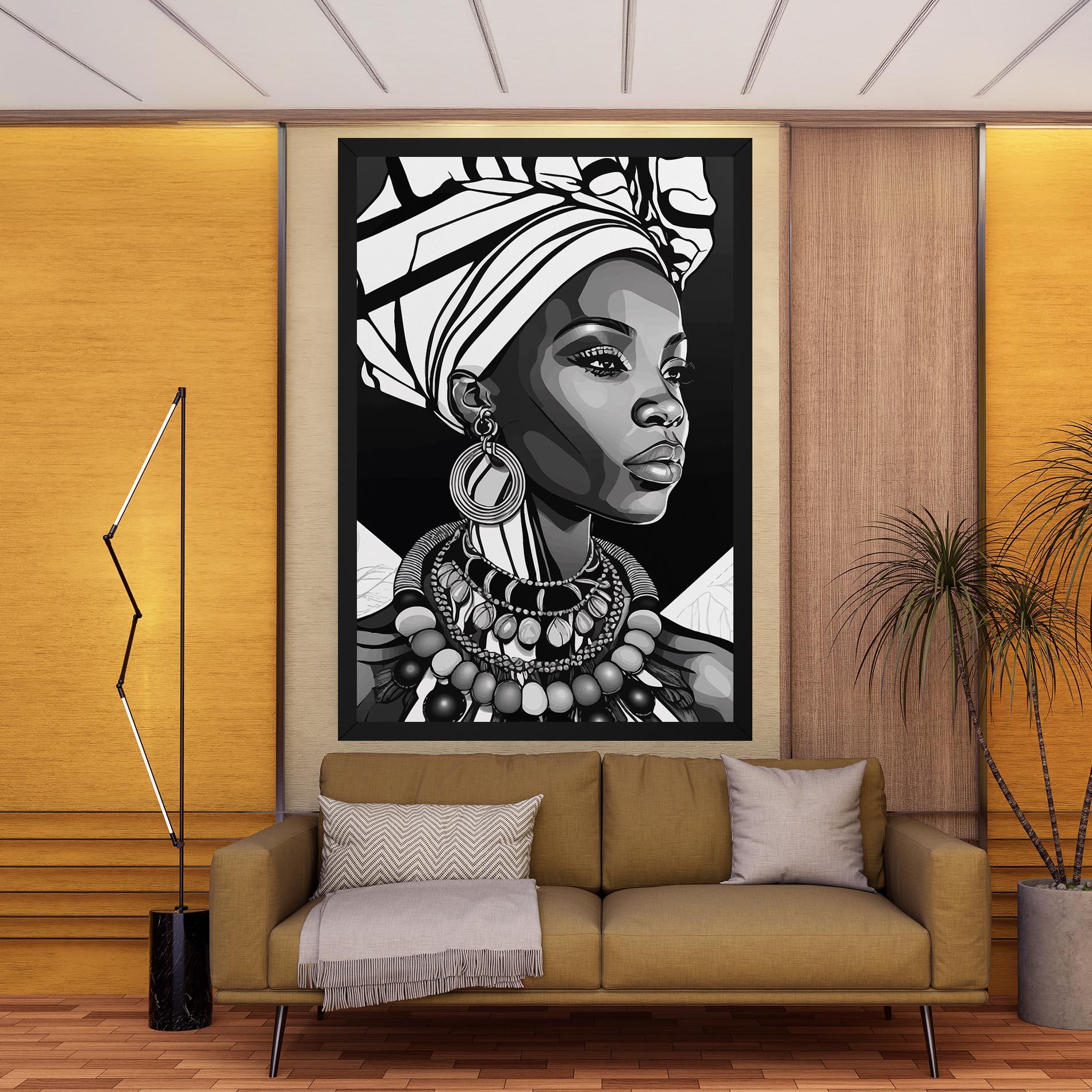 Vászonkép Black White African mockup 9