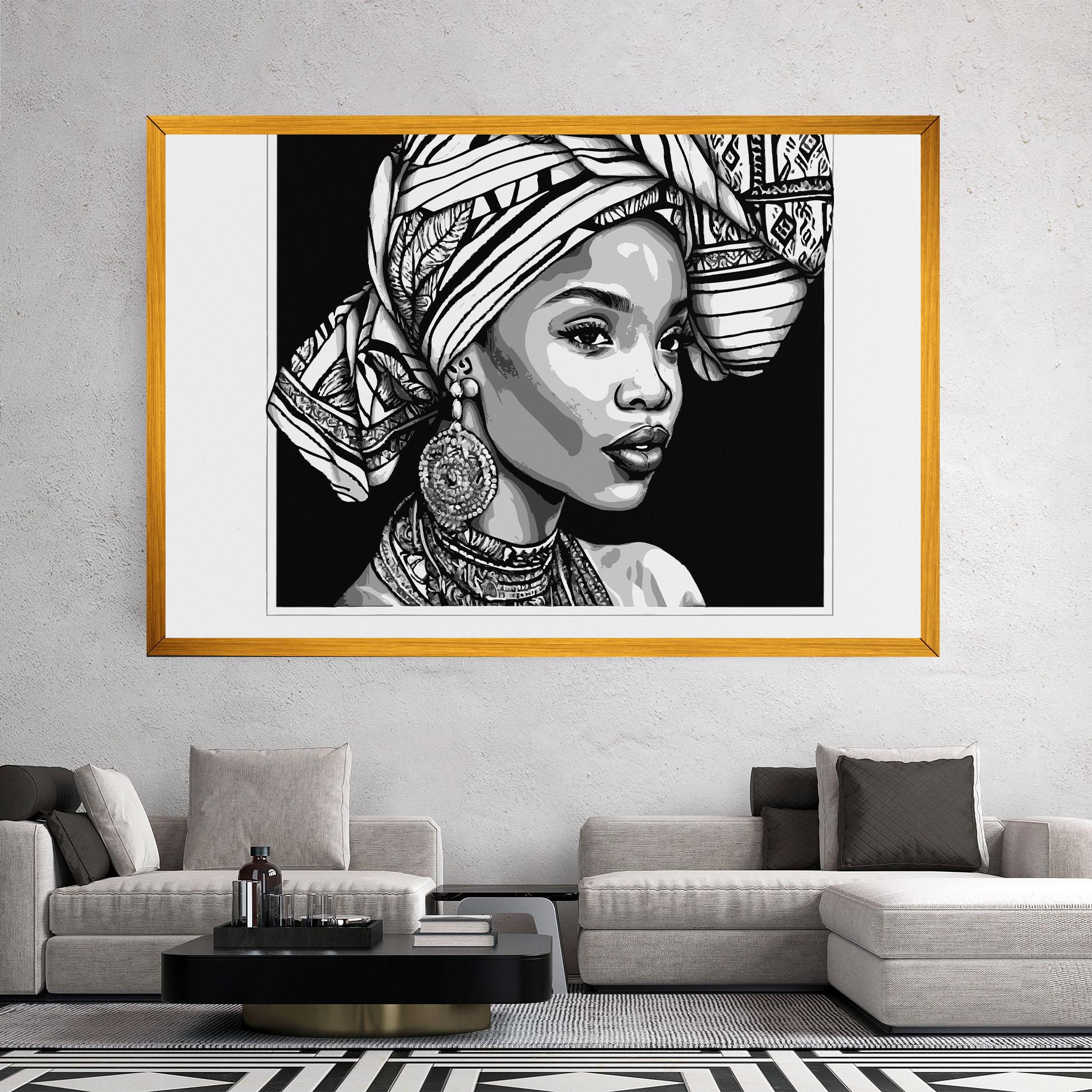 Vászonkép Beautiful African Lady mockup 2
