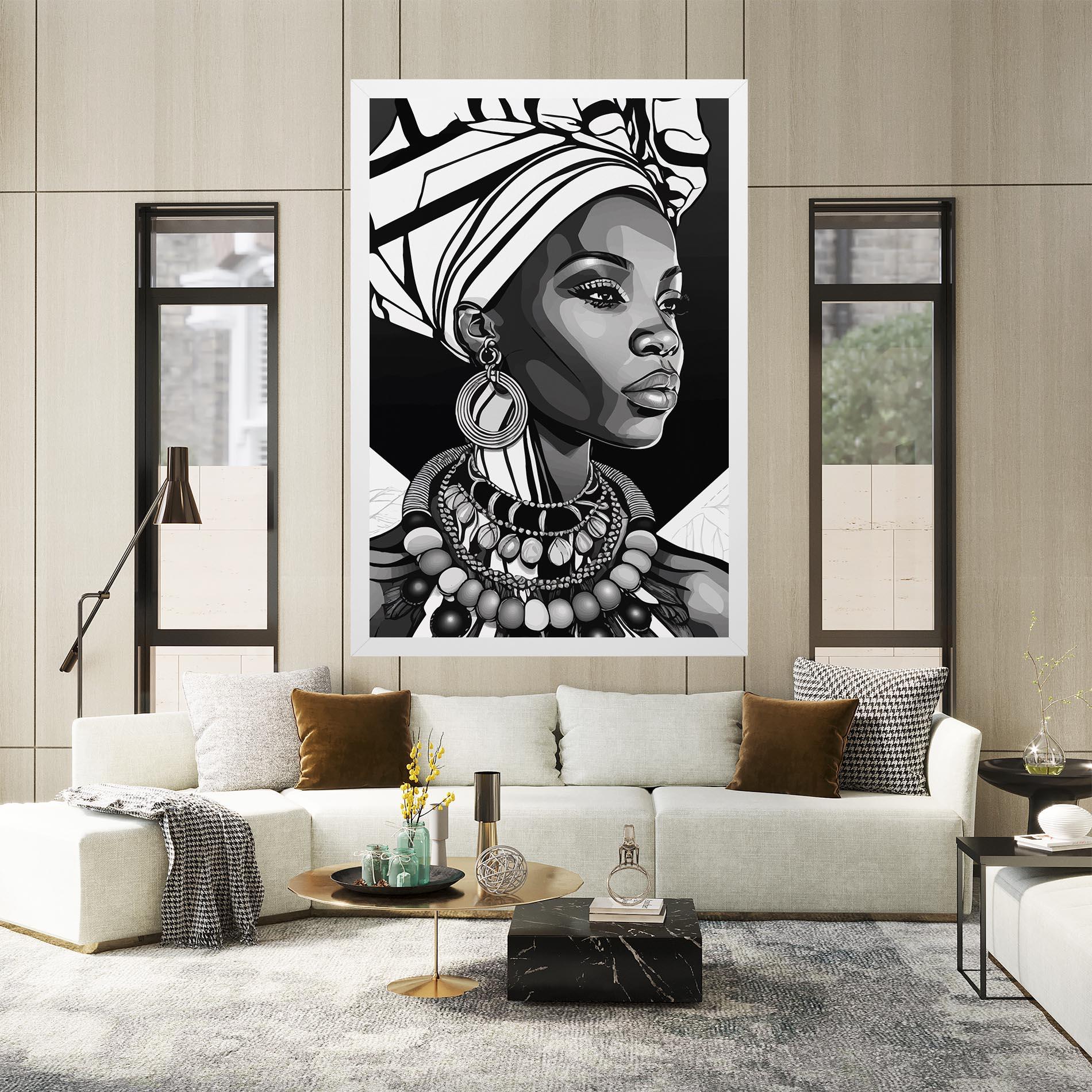 Vászonkép Black White African mockup 2