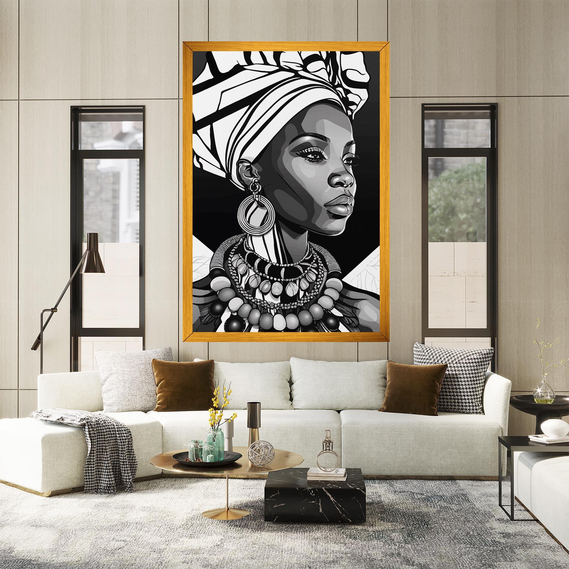 Vászonkép Black White African mockup 2