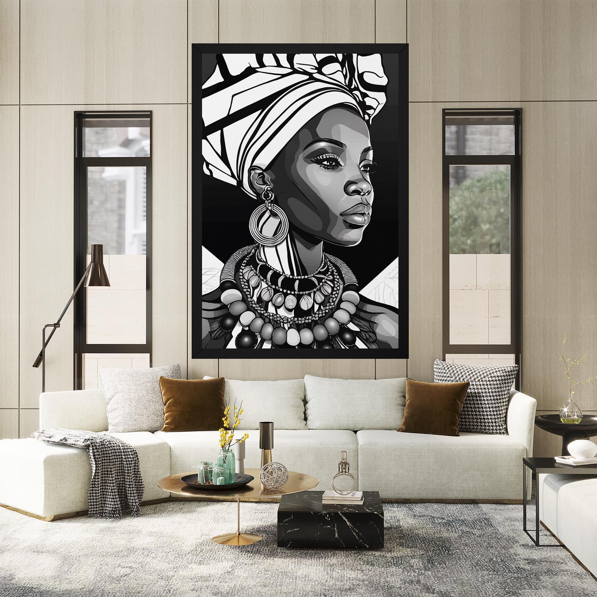 Vászonkép Black White African mockup 2