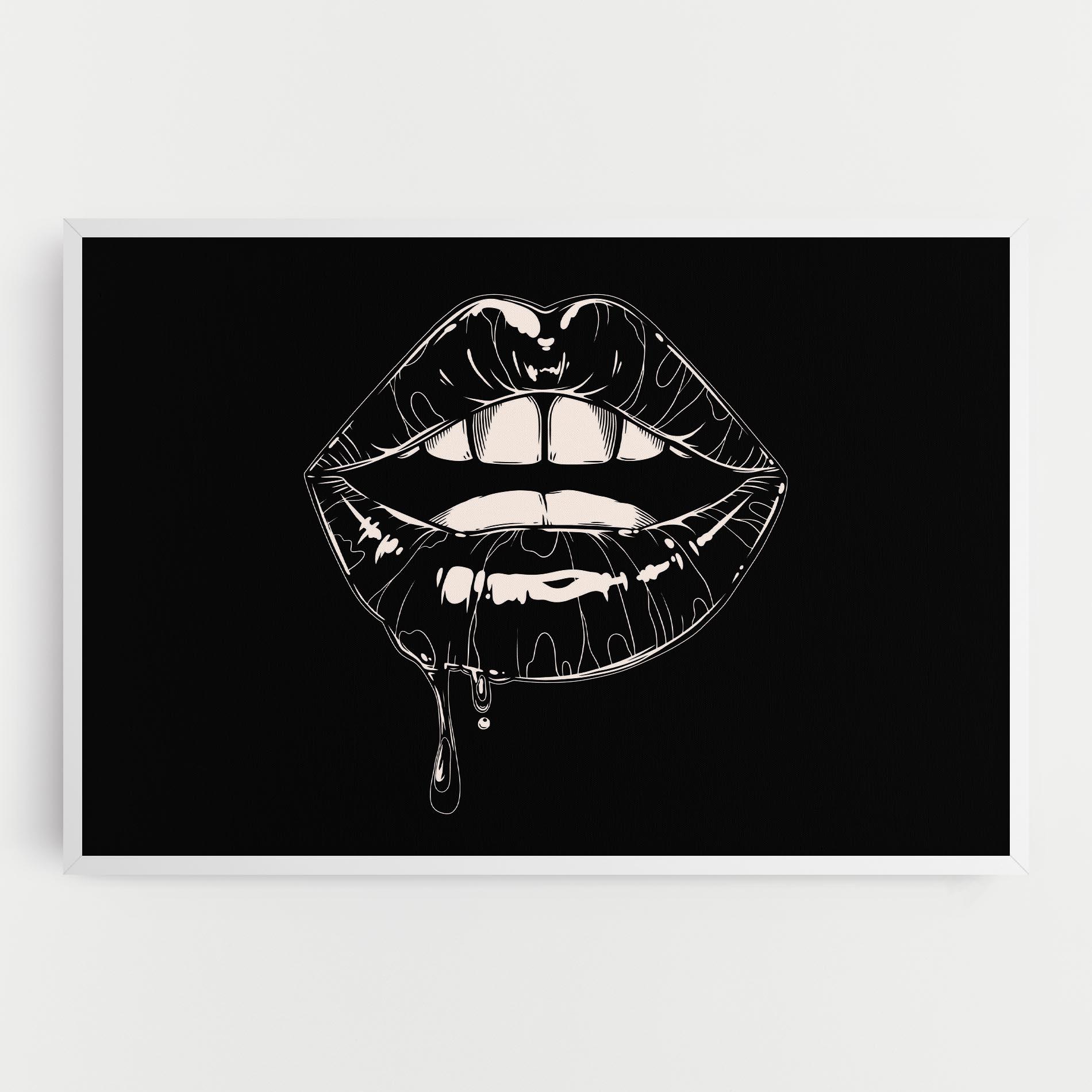 Vászonkép Open Lips On Black mockup 0