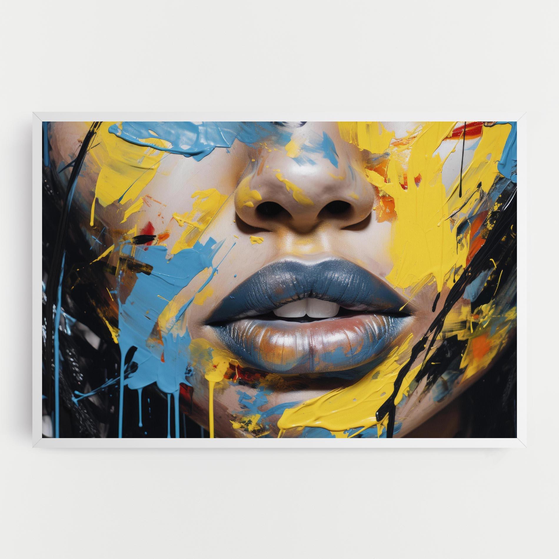 Vászonkép Yellow Blue Lips Art mockup 0