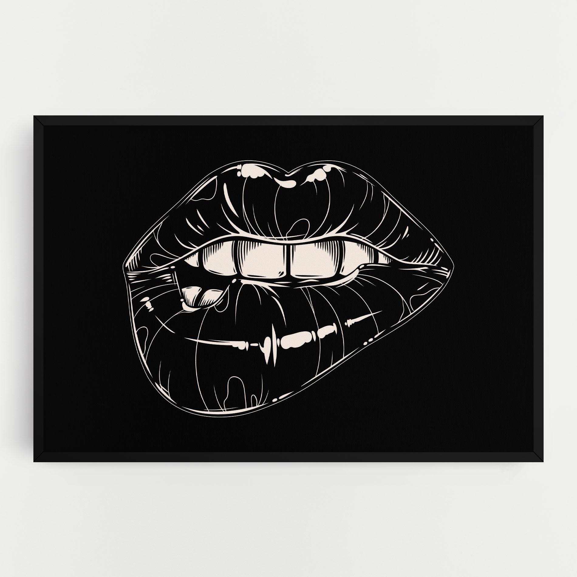 Vászonkép Juicy Lips On Black mockup 0