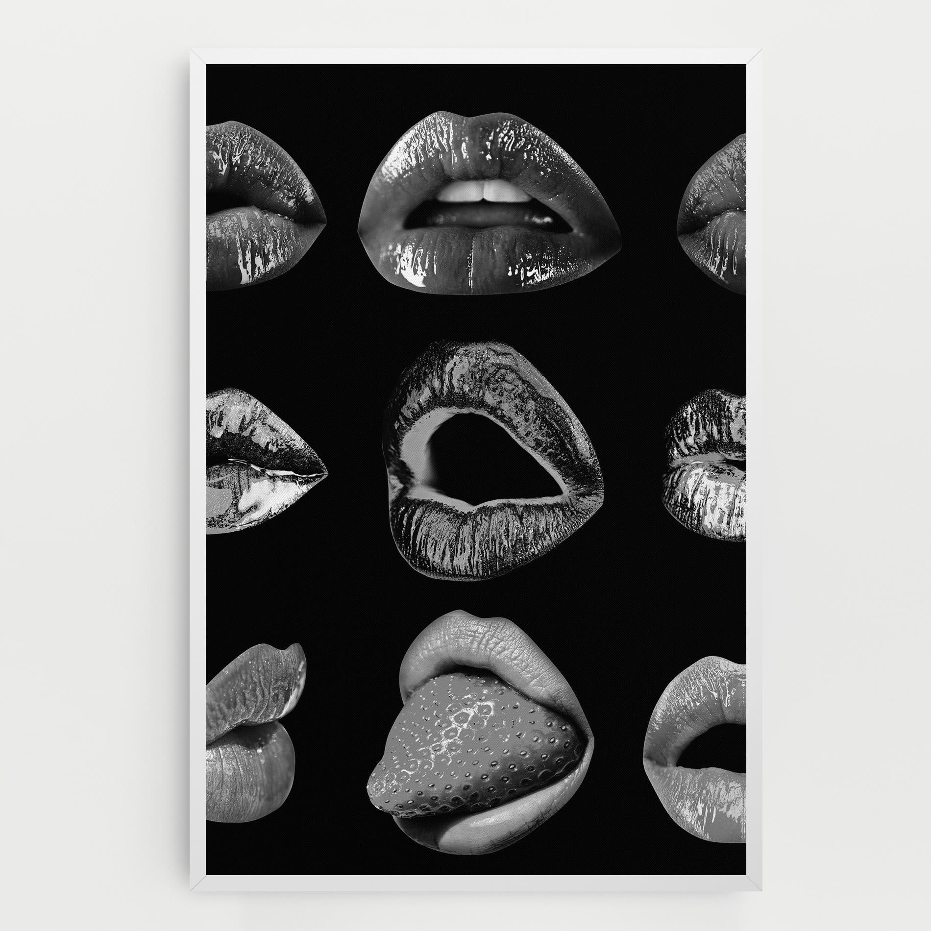 Vászonkép Grey Lips Collage mockup 0