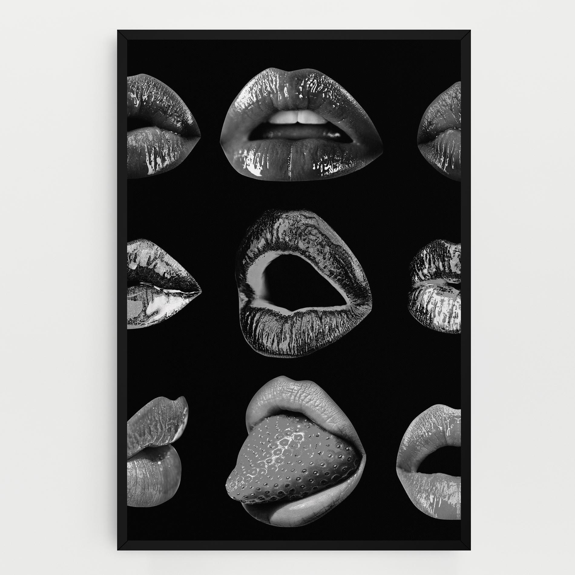 Vászonkép Grey Lips Collage mockup 0