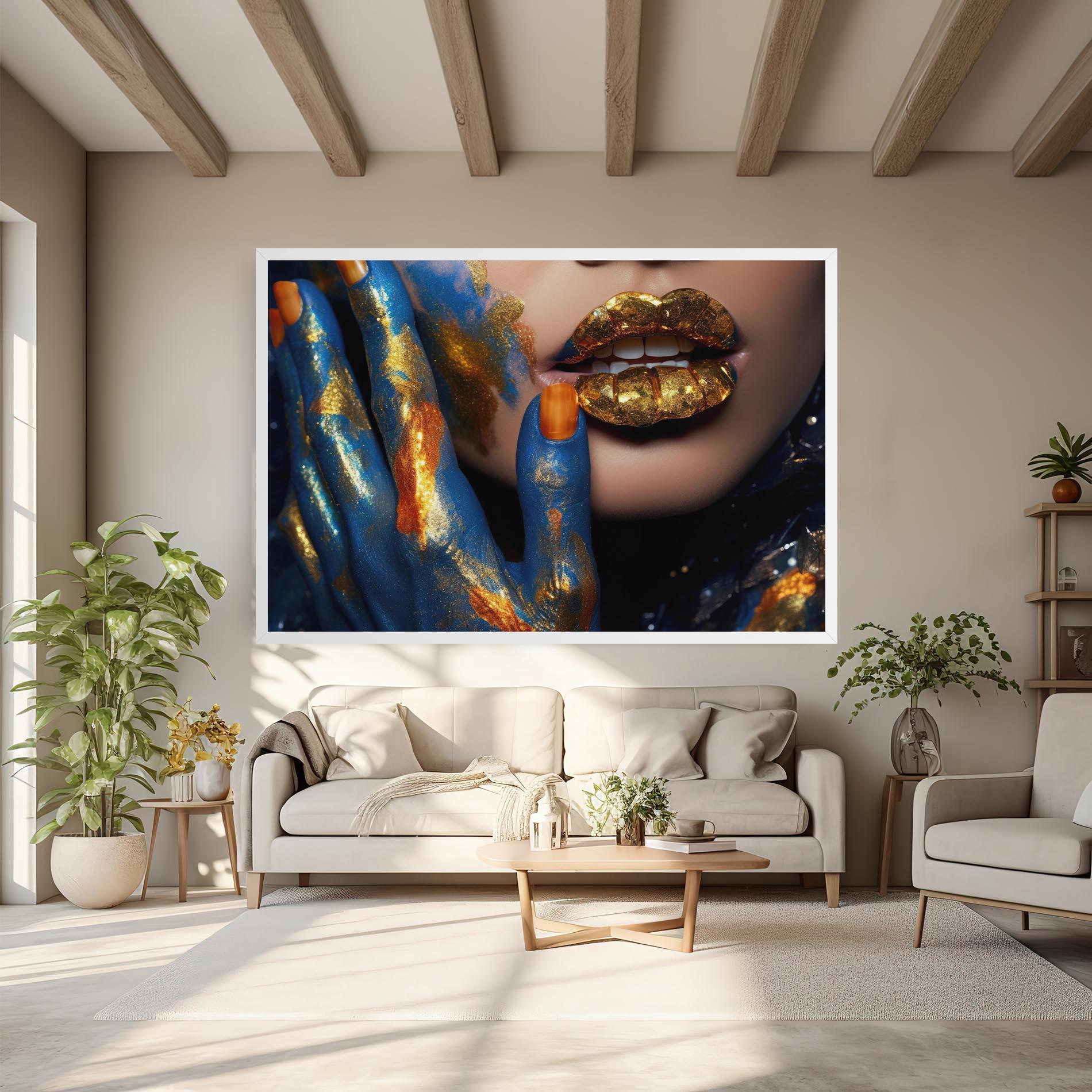 Vászonkép Blue Hand Lips mockup 6