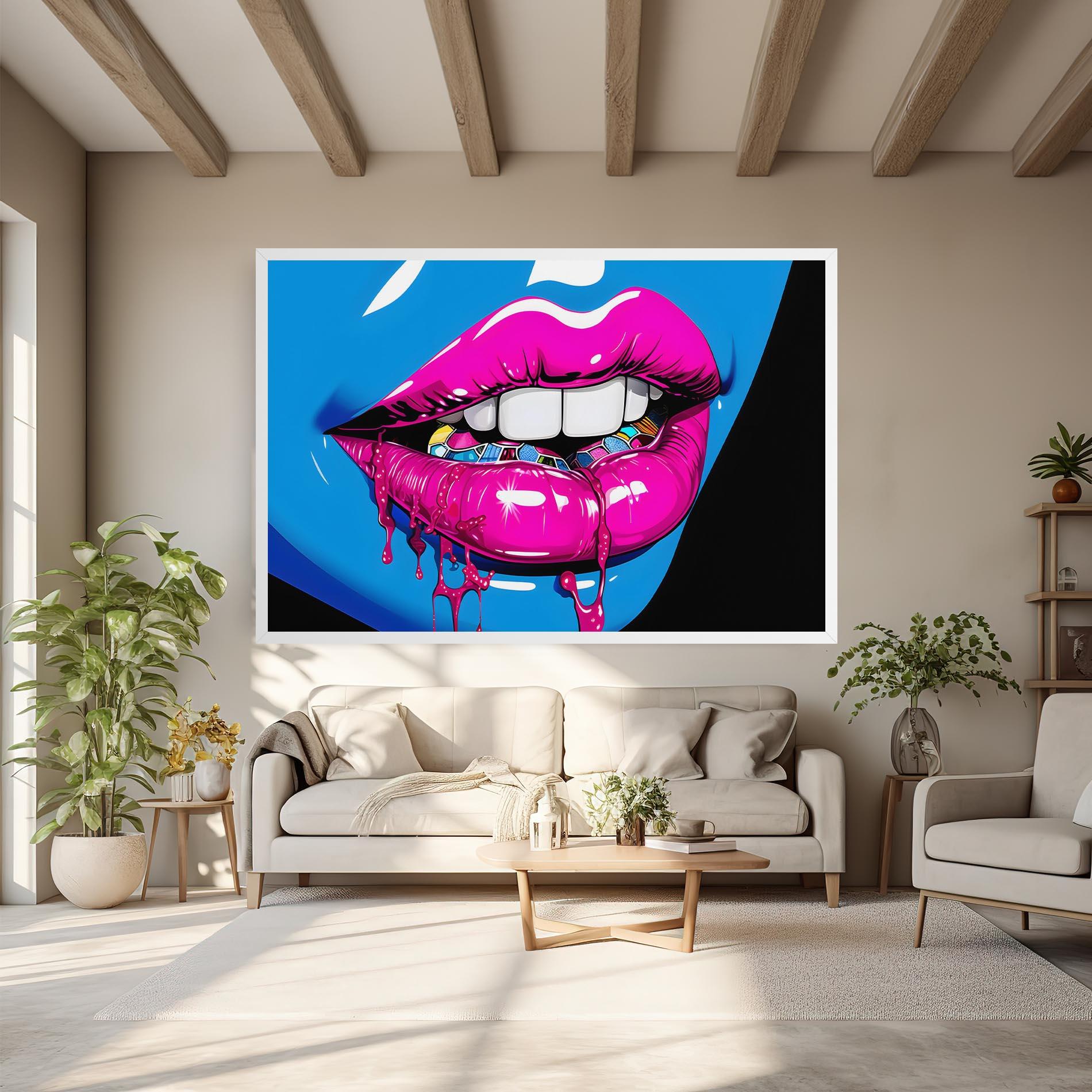 Vászonkép Blue Pink Lips Art mockup 6