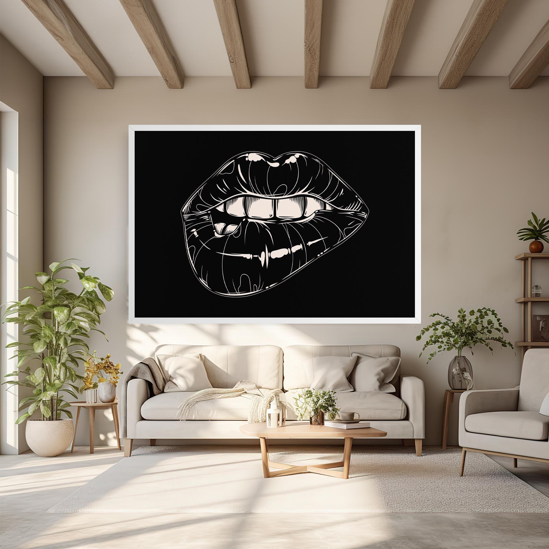 Vászonkép Juicy Lips On Black mockup 6