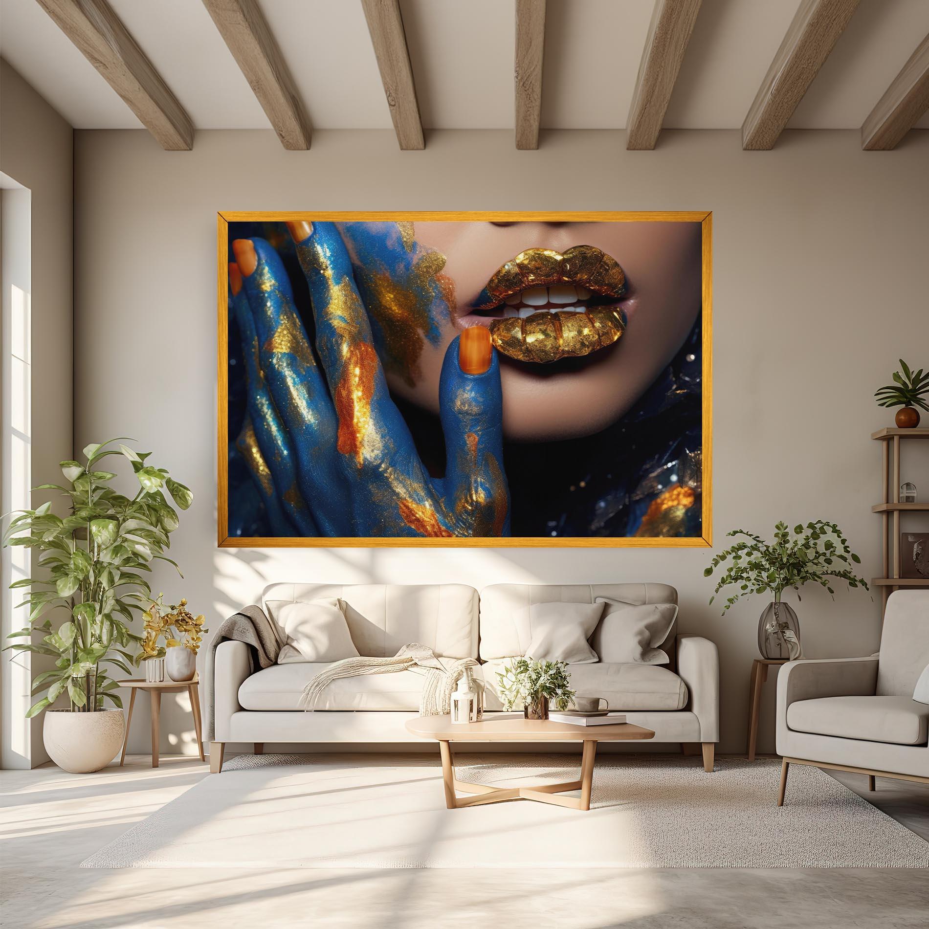 Vászonkép Blue Hand Lips mockup 6