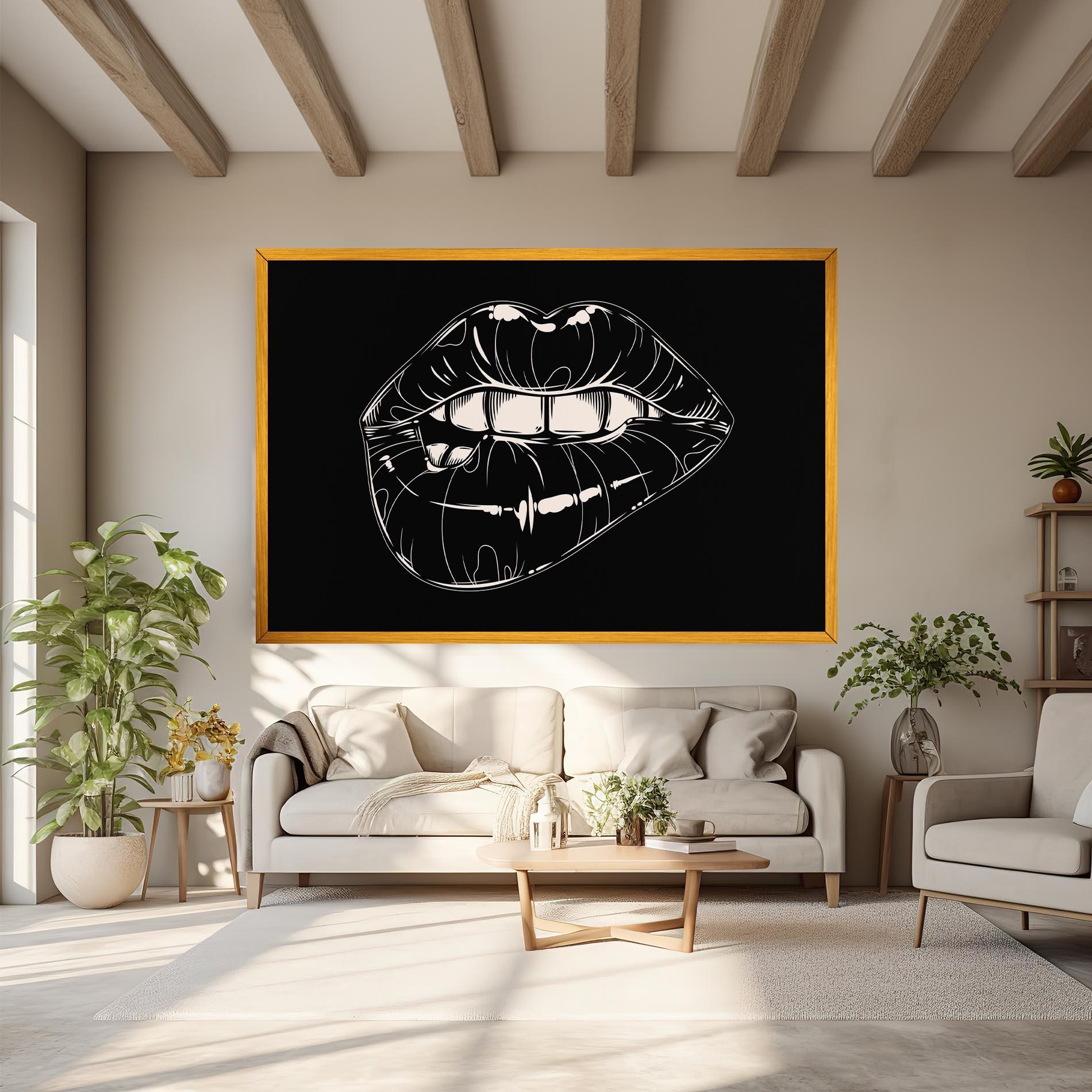 Vászonkép Juicy Lips On Black mockup 6