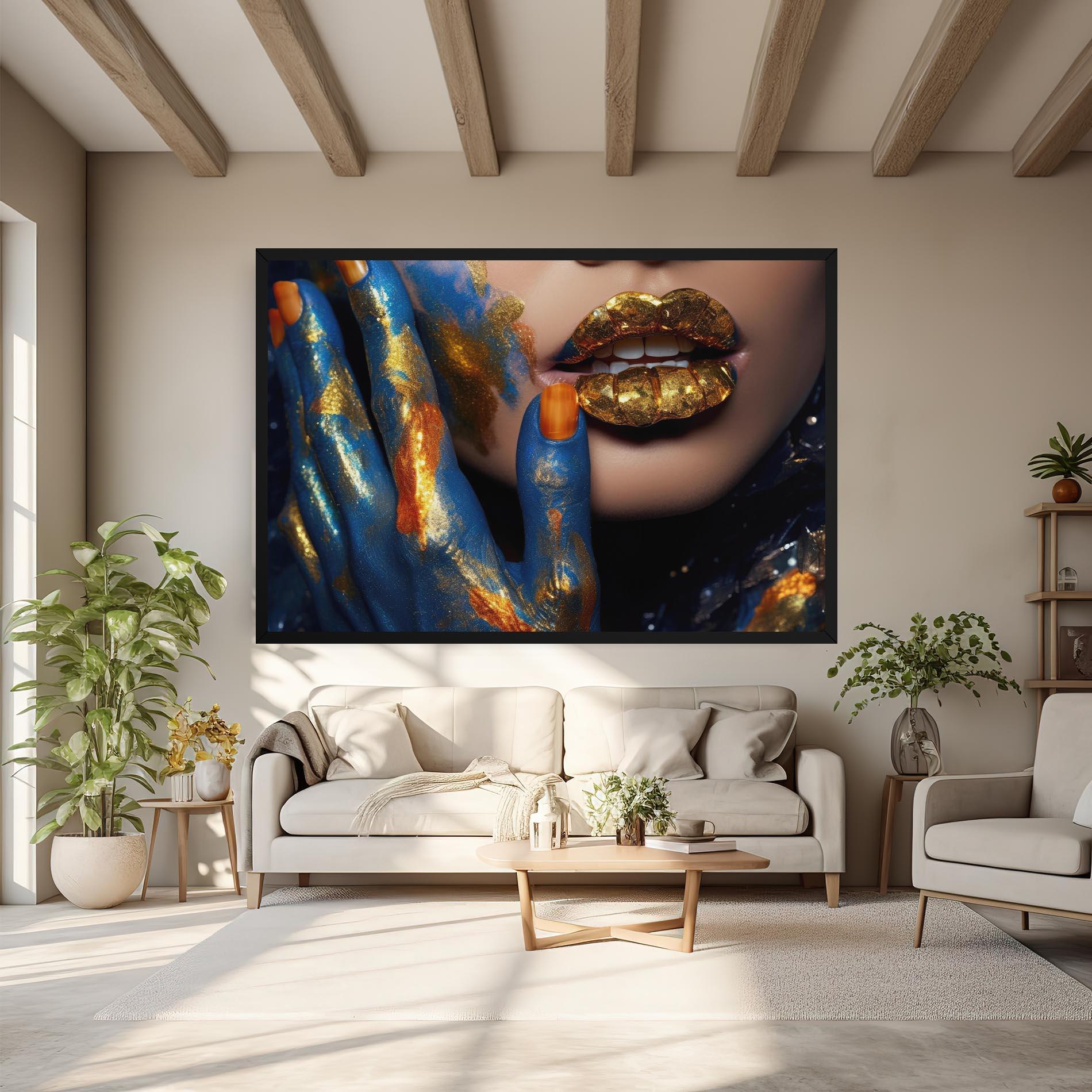 Vászonkép Blue Hand Lips mockup 6