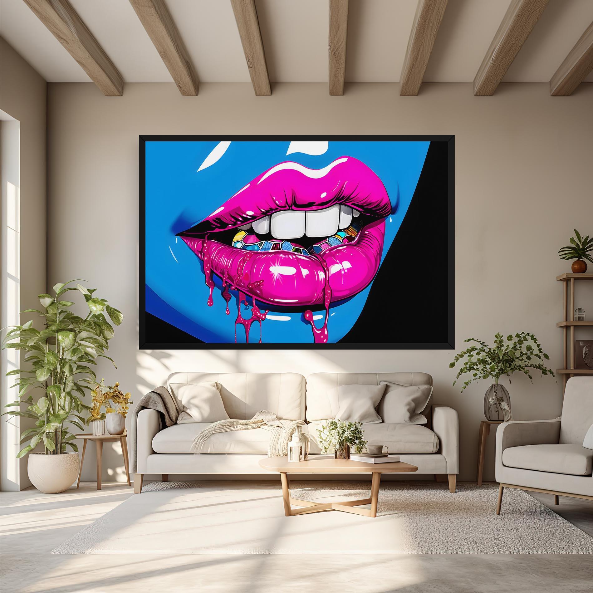 Vászonkép Blue Pink Lips Art mockup 6