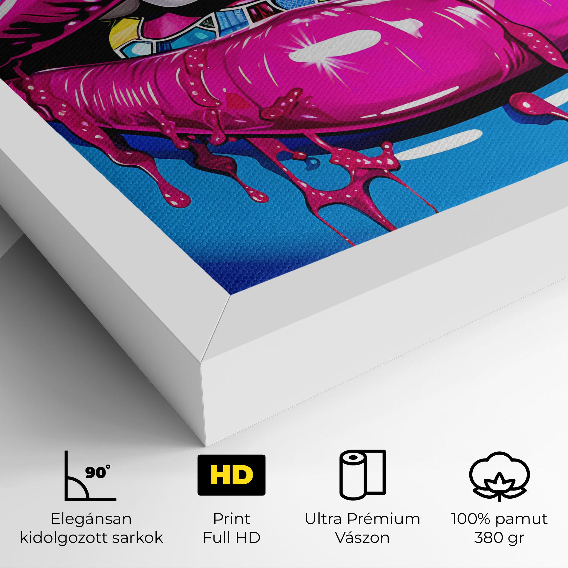 Vászonkép Blue Pink Lips Art mockup 4