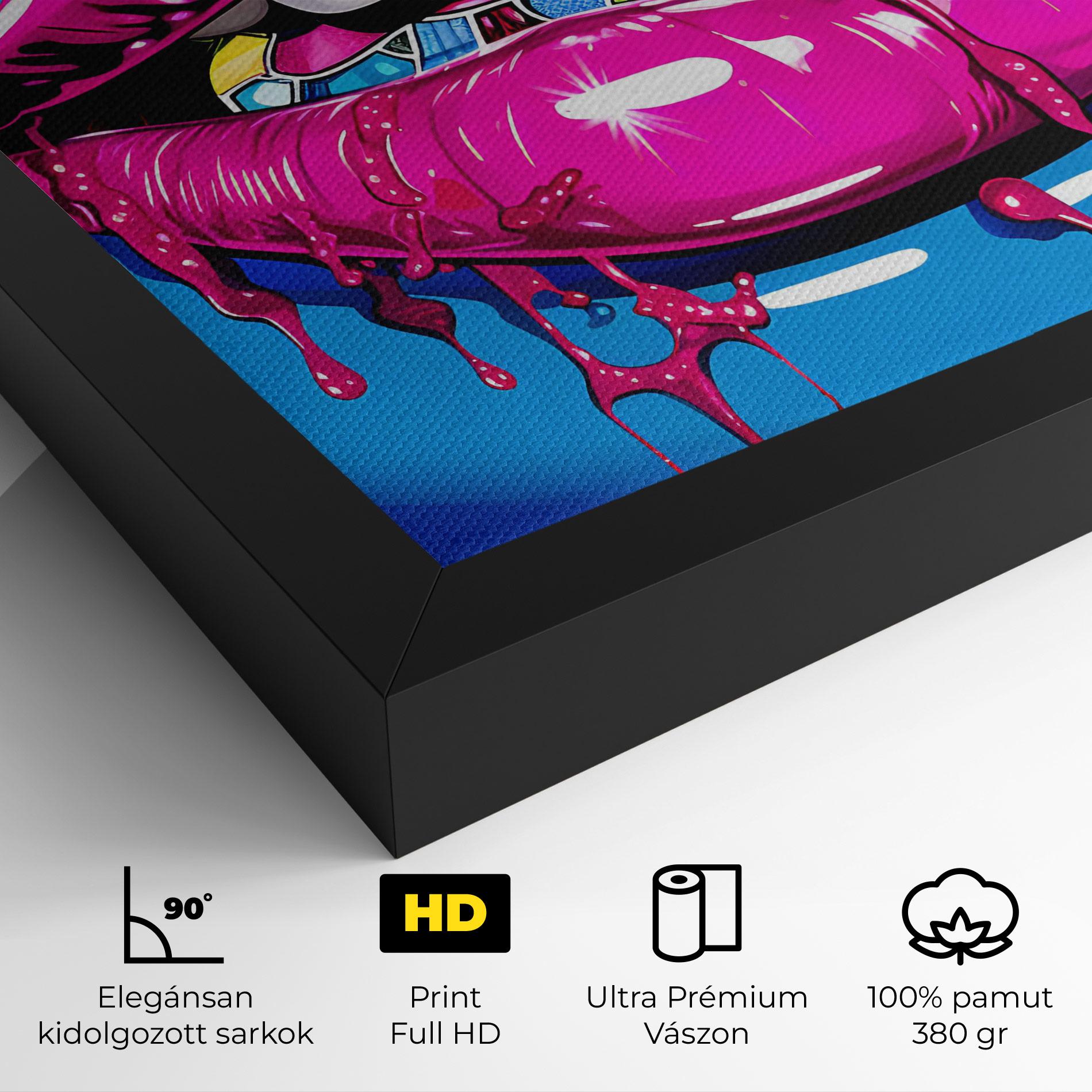 Vászonkép Blue Pink Lips Art mockup 4