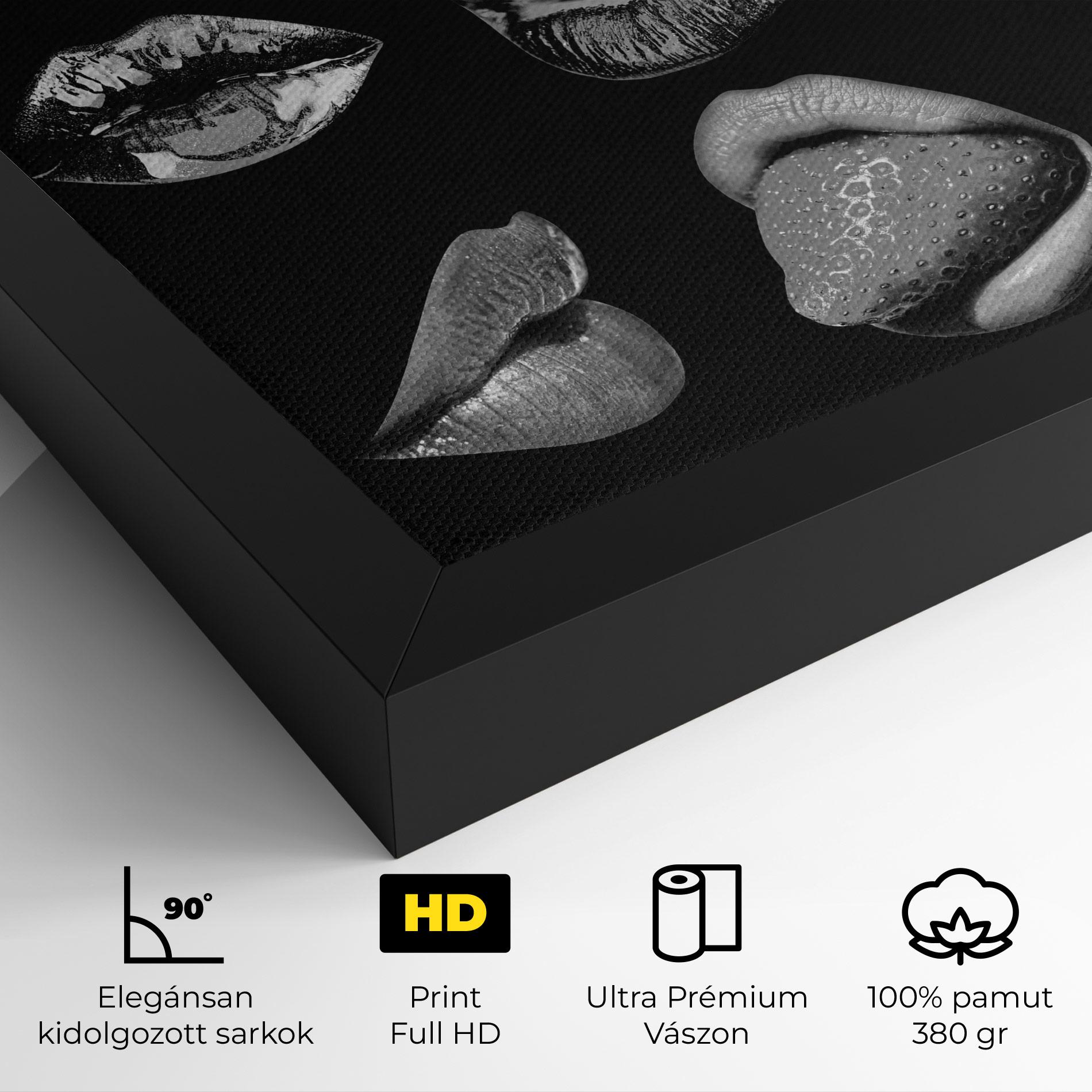 Vászonkép Grey Lips Collage mockup 4