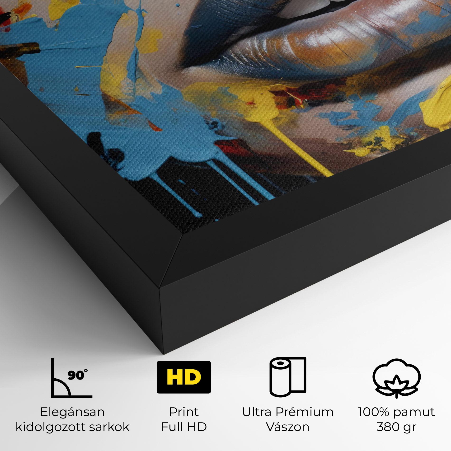 Vászonkép Yellow Blue Lips Art mockup 4