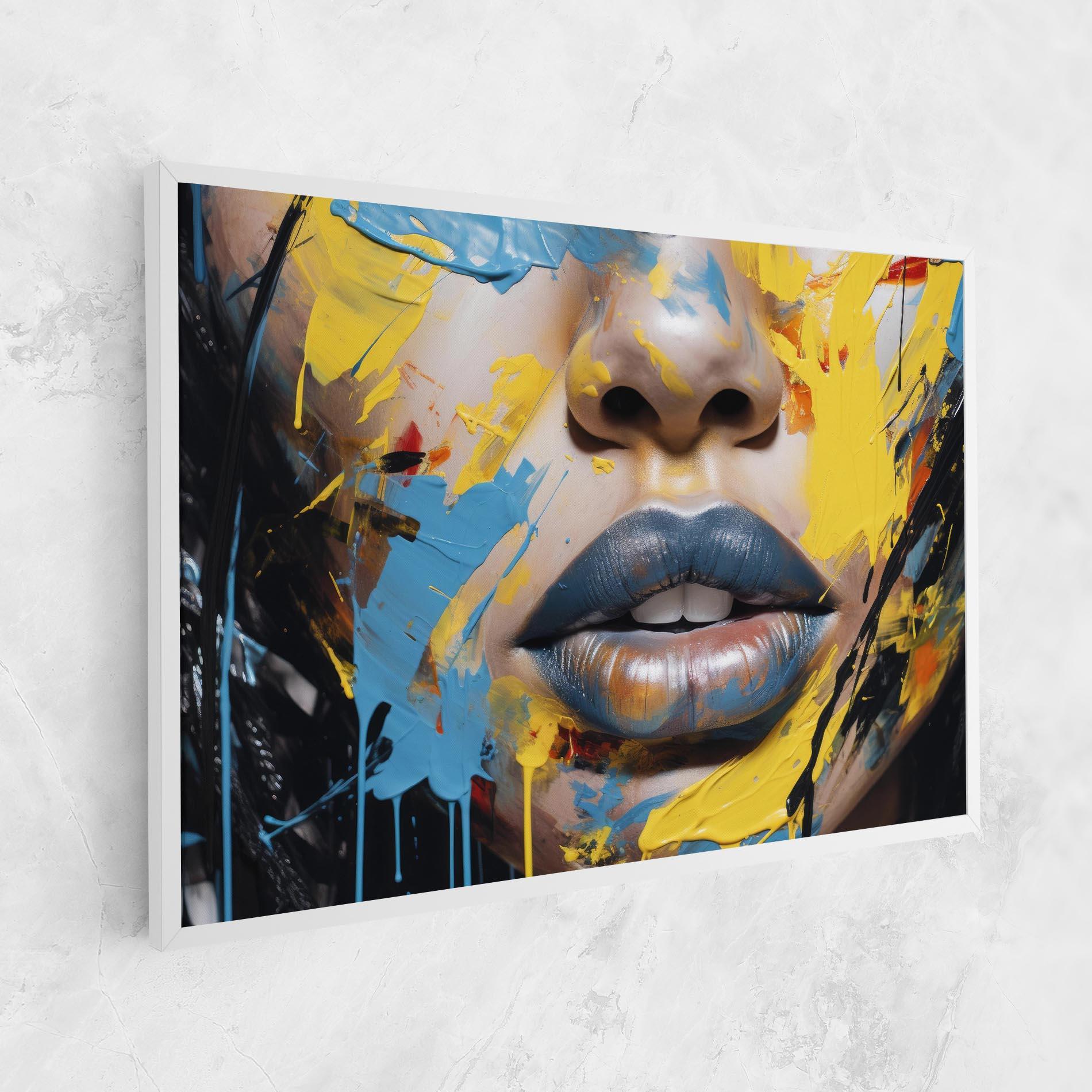 Vászonkép Yellow Blue Lips Art mockup 1