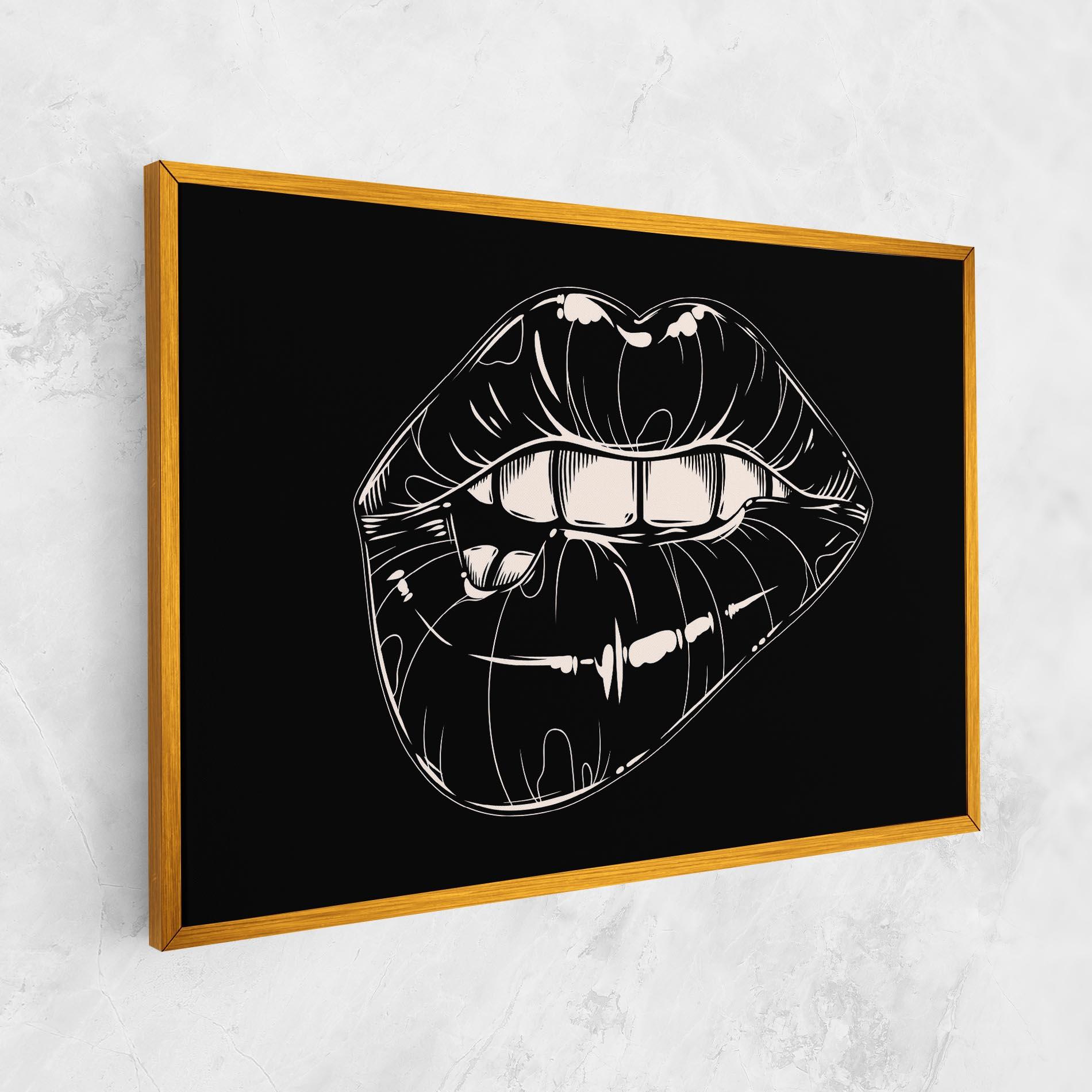 Vászonkép Juicy Lips On Black mockup 1