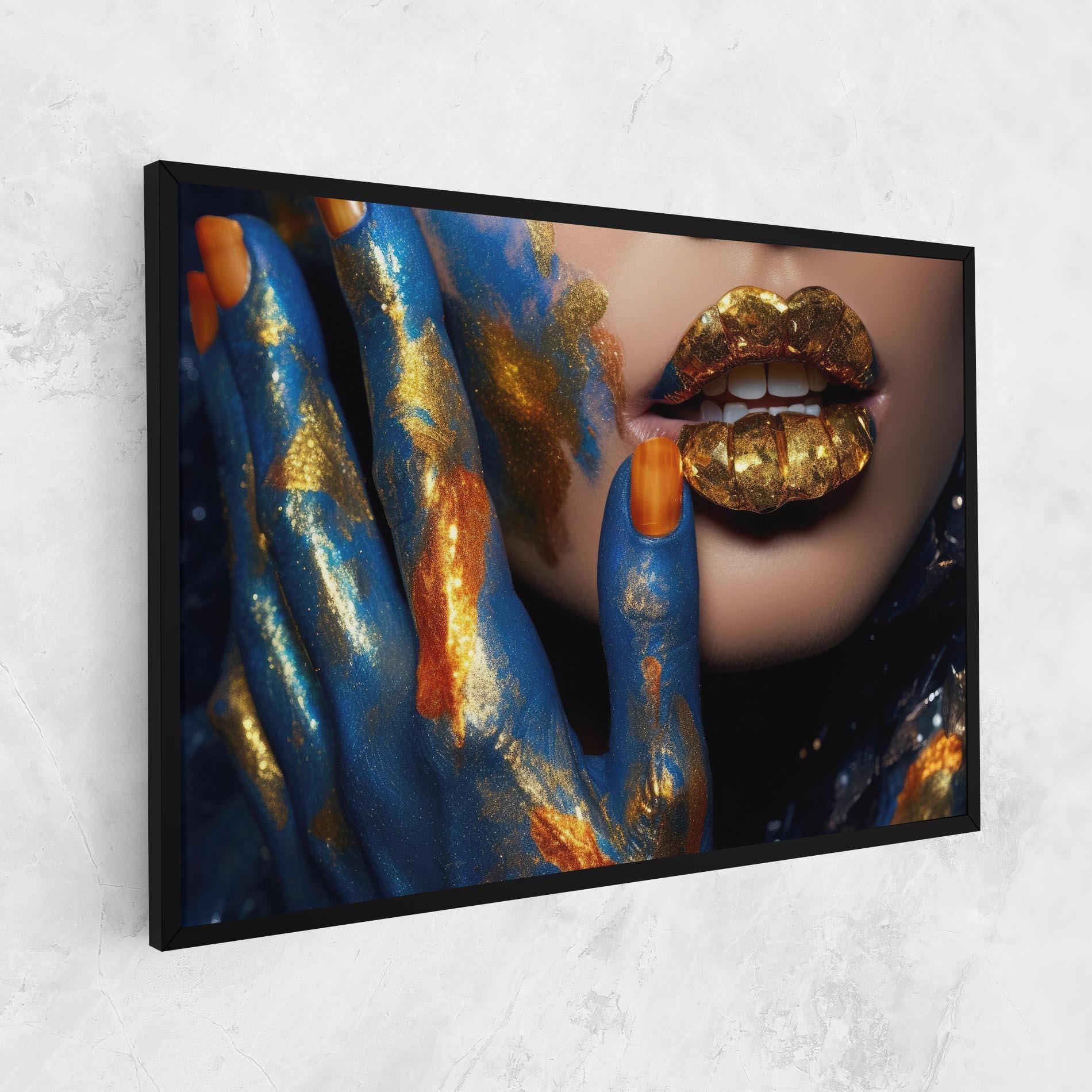 Vászonkép Blue Hand Lips mockup 1