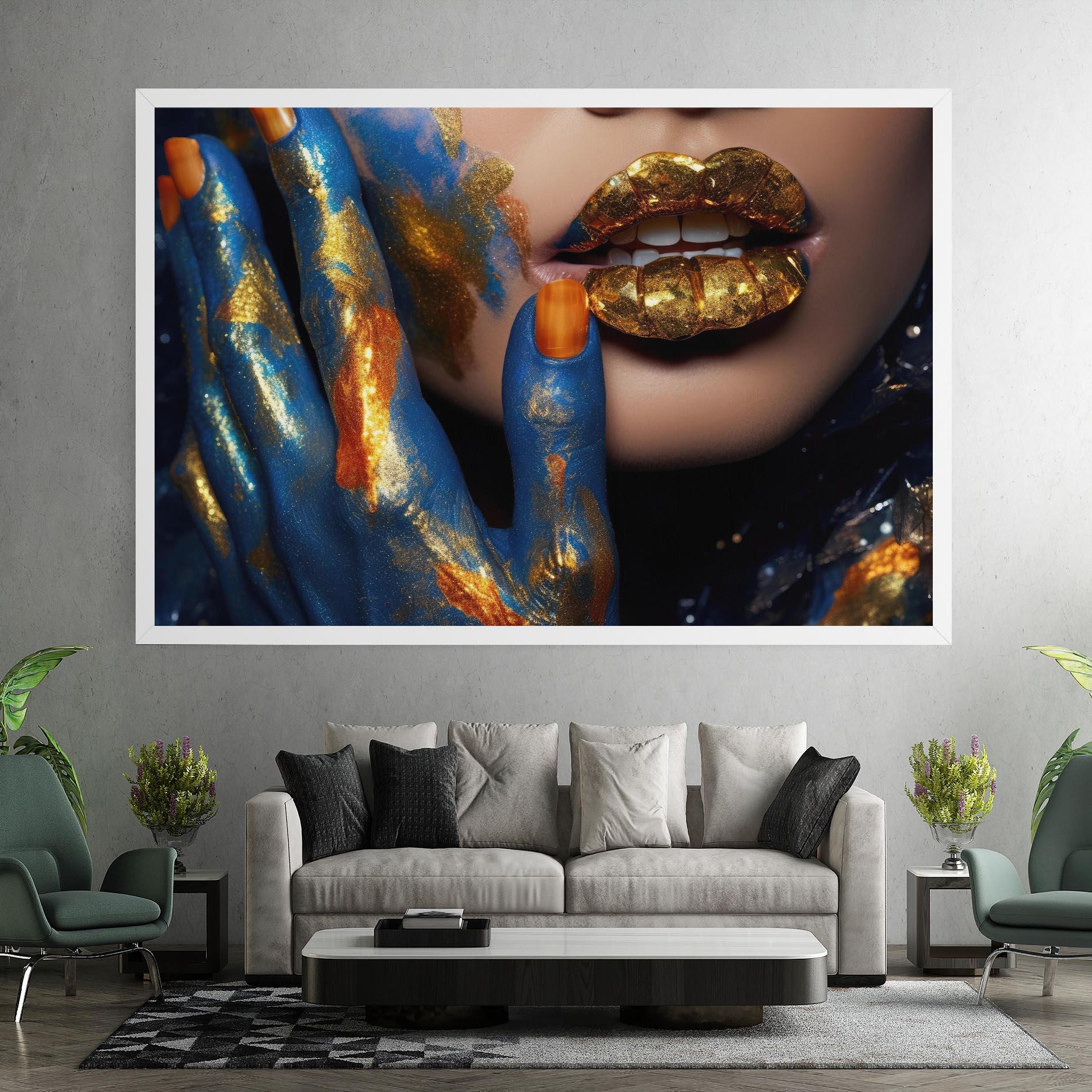 Vászonkép Blue Hand Lips mockup 7