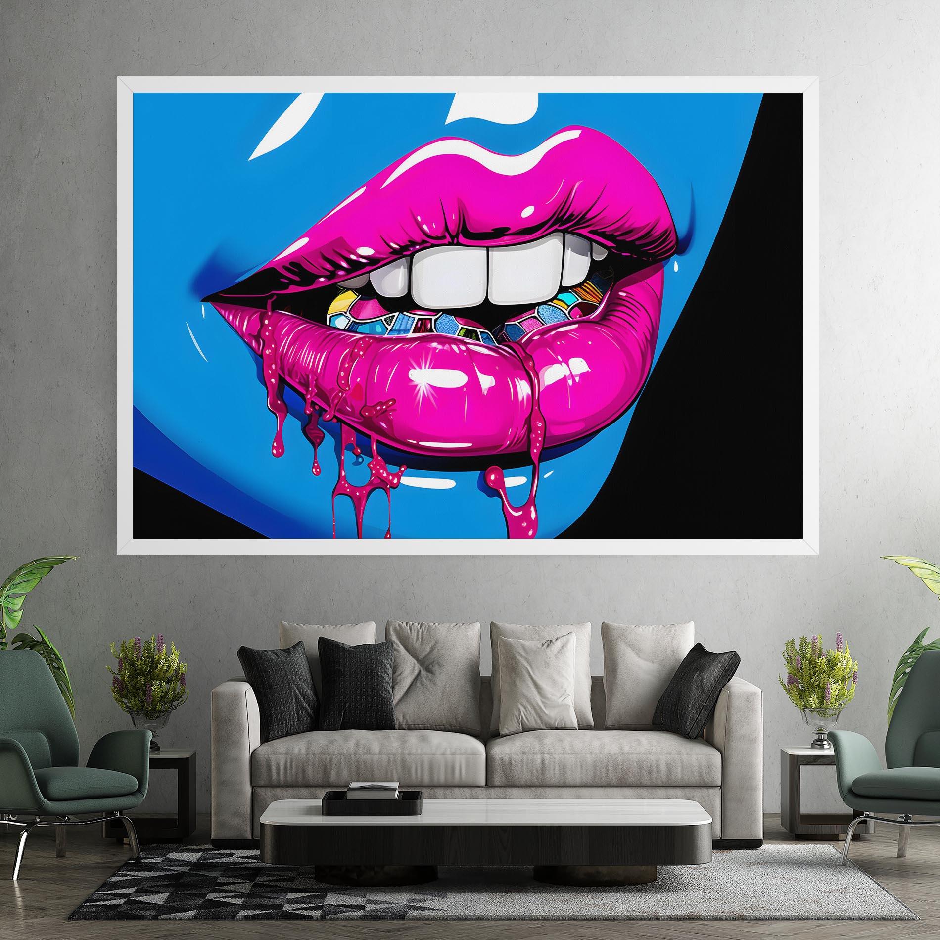 Vászonkép Blue Pink Lips Art mockup 7