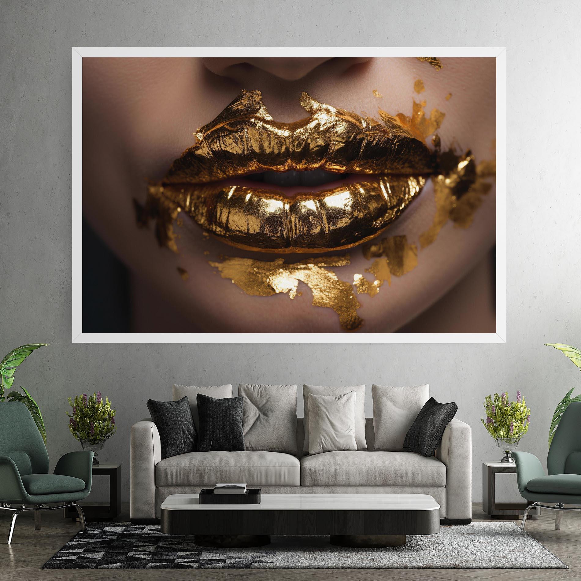 Vászonkép Close Gold Lips mockup 7
