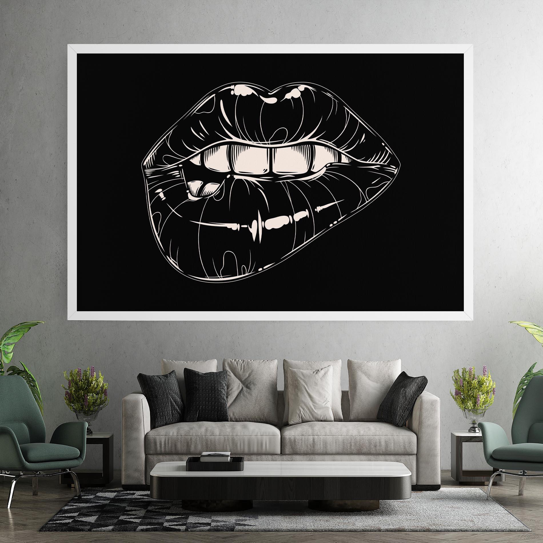 Vászonkép Juicy Lips On Black mockup 7