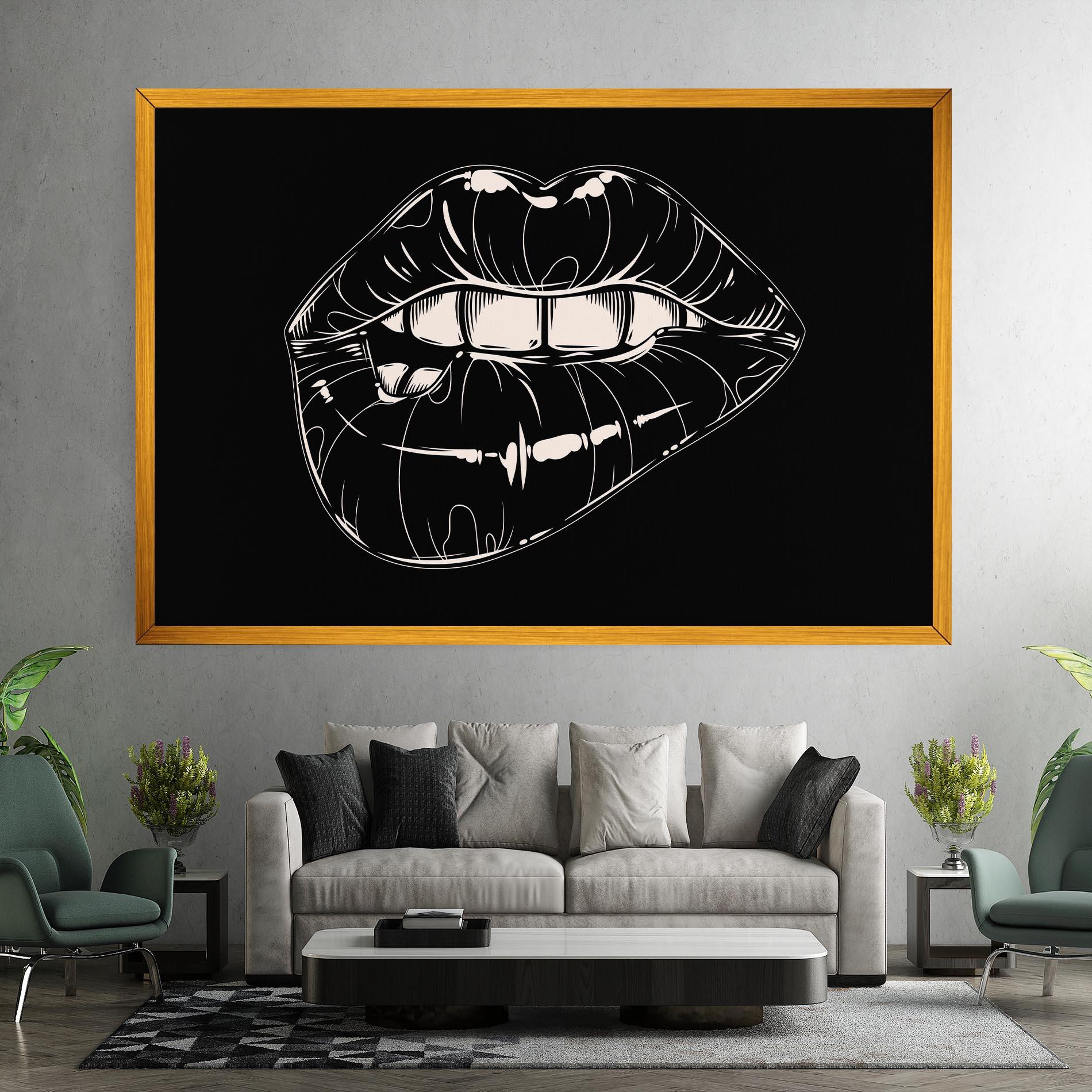 Vászonkép Juicy Lips On Black mockup 7