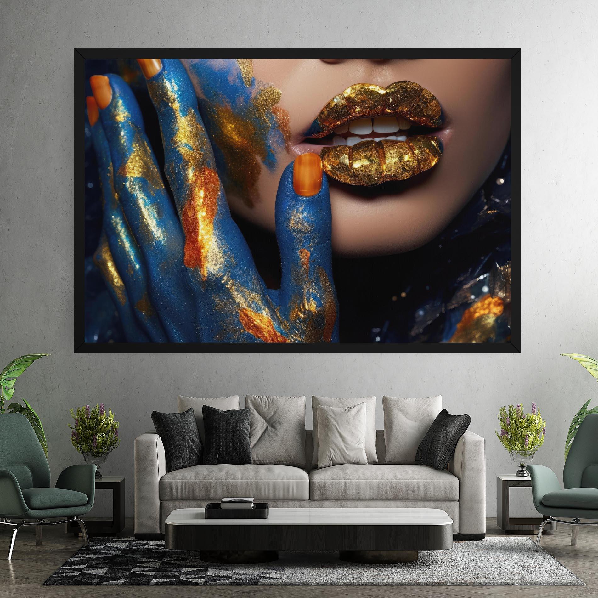 Vászonkép Blue Hand Lips mockup 7