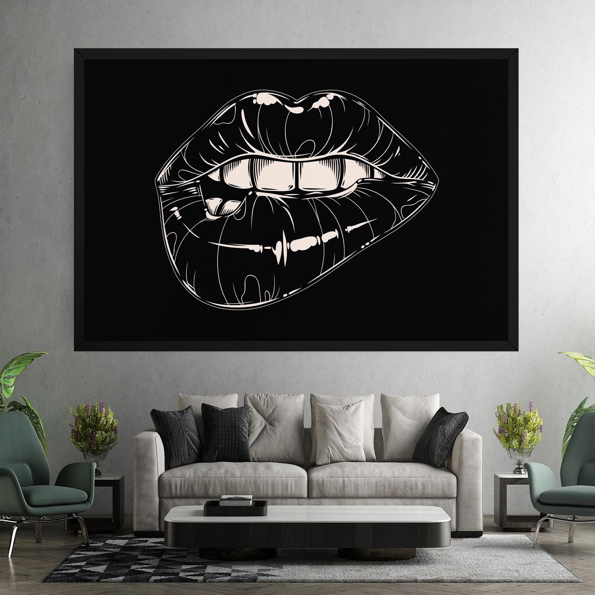 Vászonkép Juicy Lips On Black mockup 7