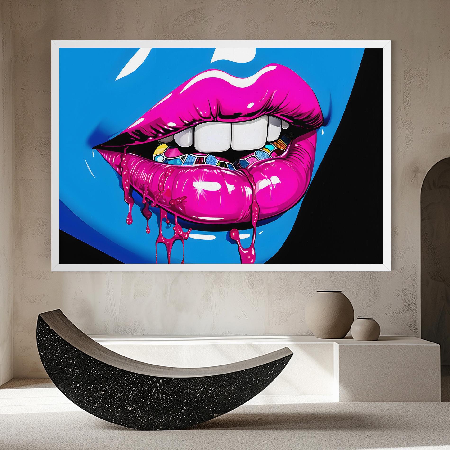Vászonkép Blue Pink Lips Art mockup 8