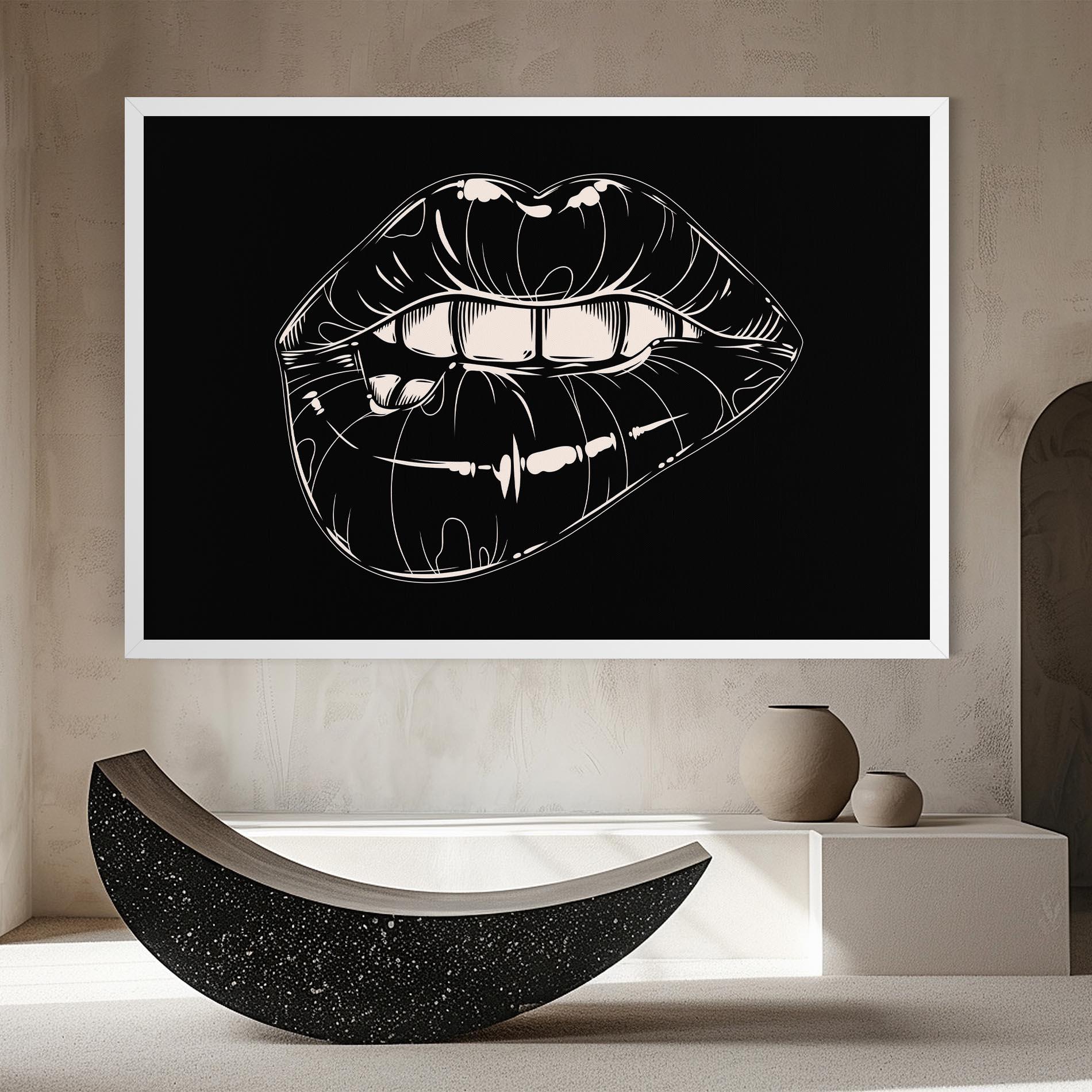 Vászonkép Juicy Lips On Black mockup 8