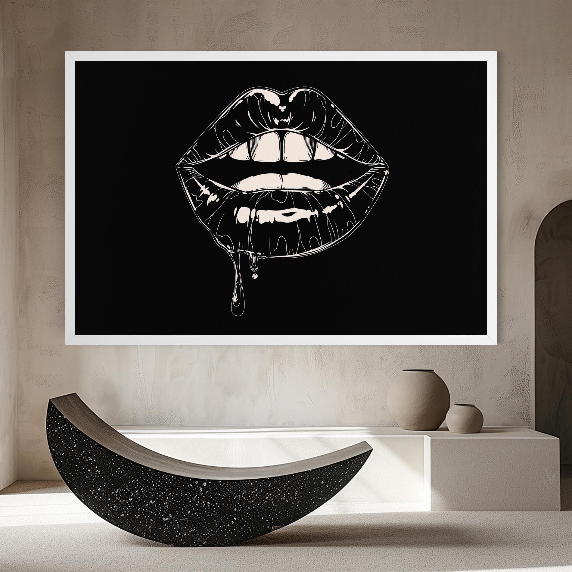 Vászonkép Open Lips On Black mockup 8