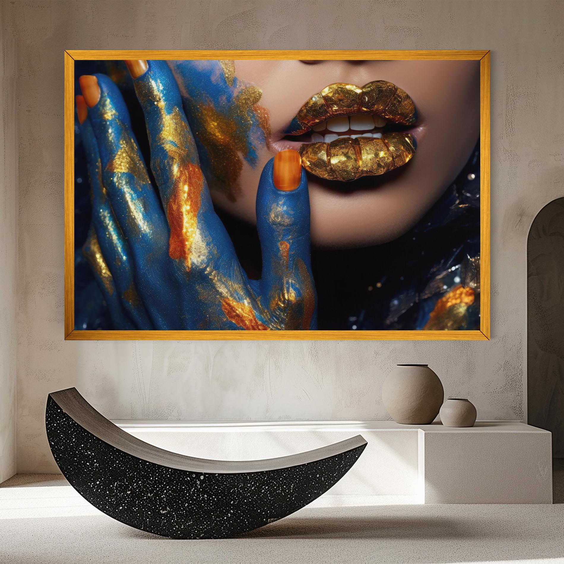 Vászonkép Blue Hand Lips mockup 8