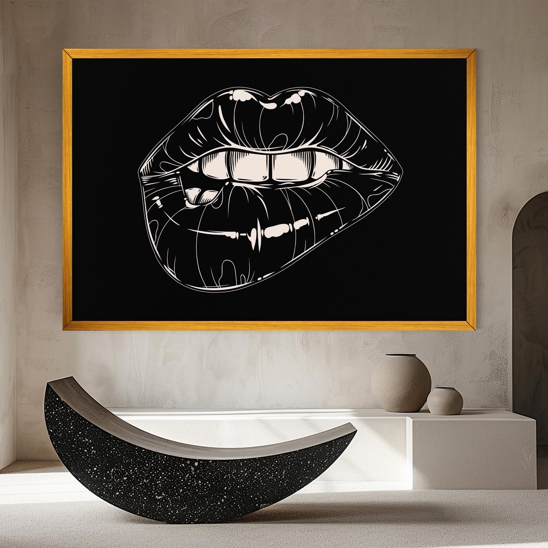 Vászonkép Juicy Lips On Black mockup 8