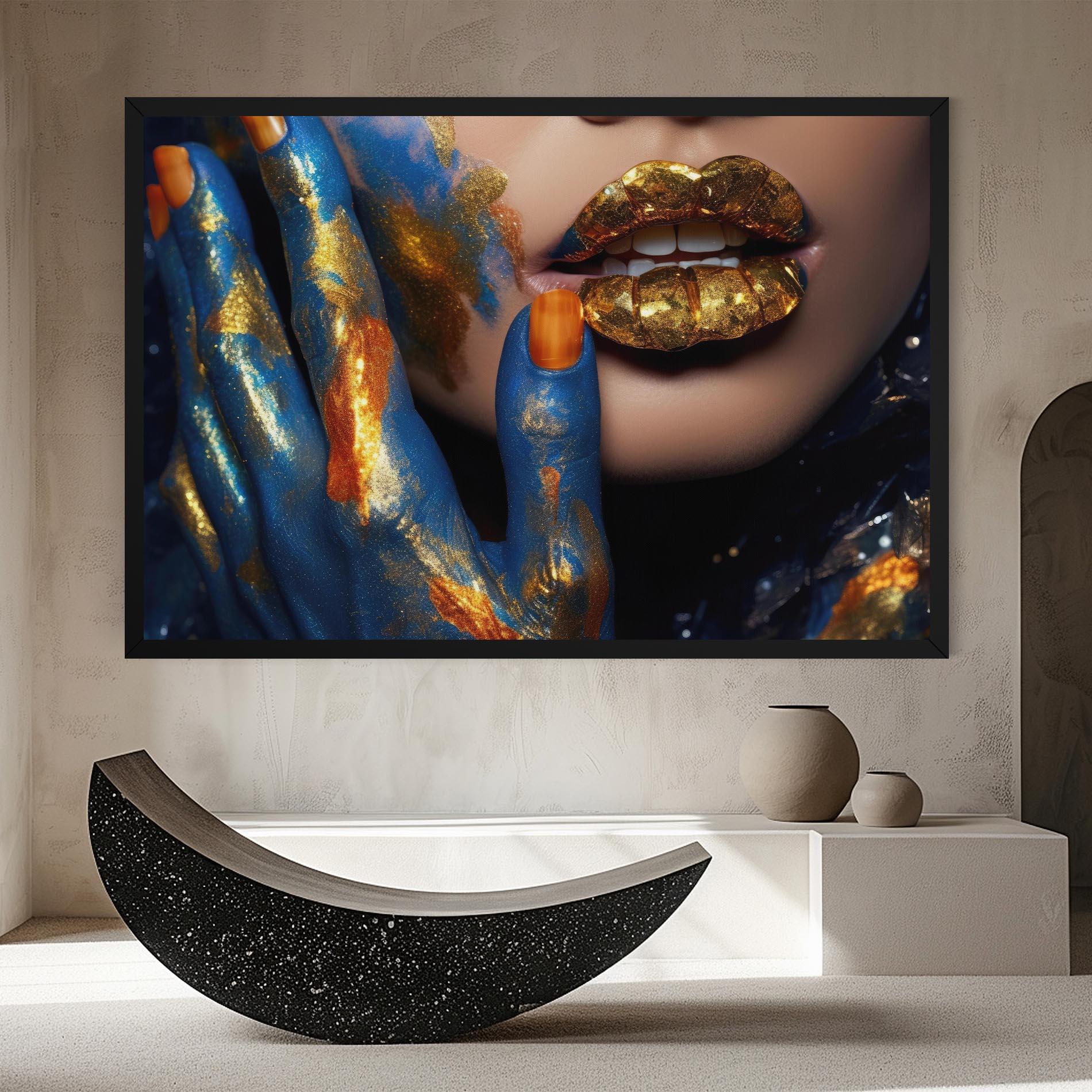 Vászonkép Blue Hand Lips mockup 8