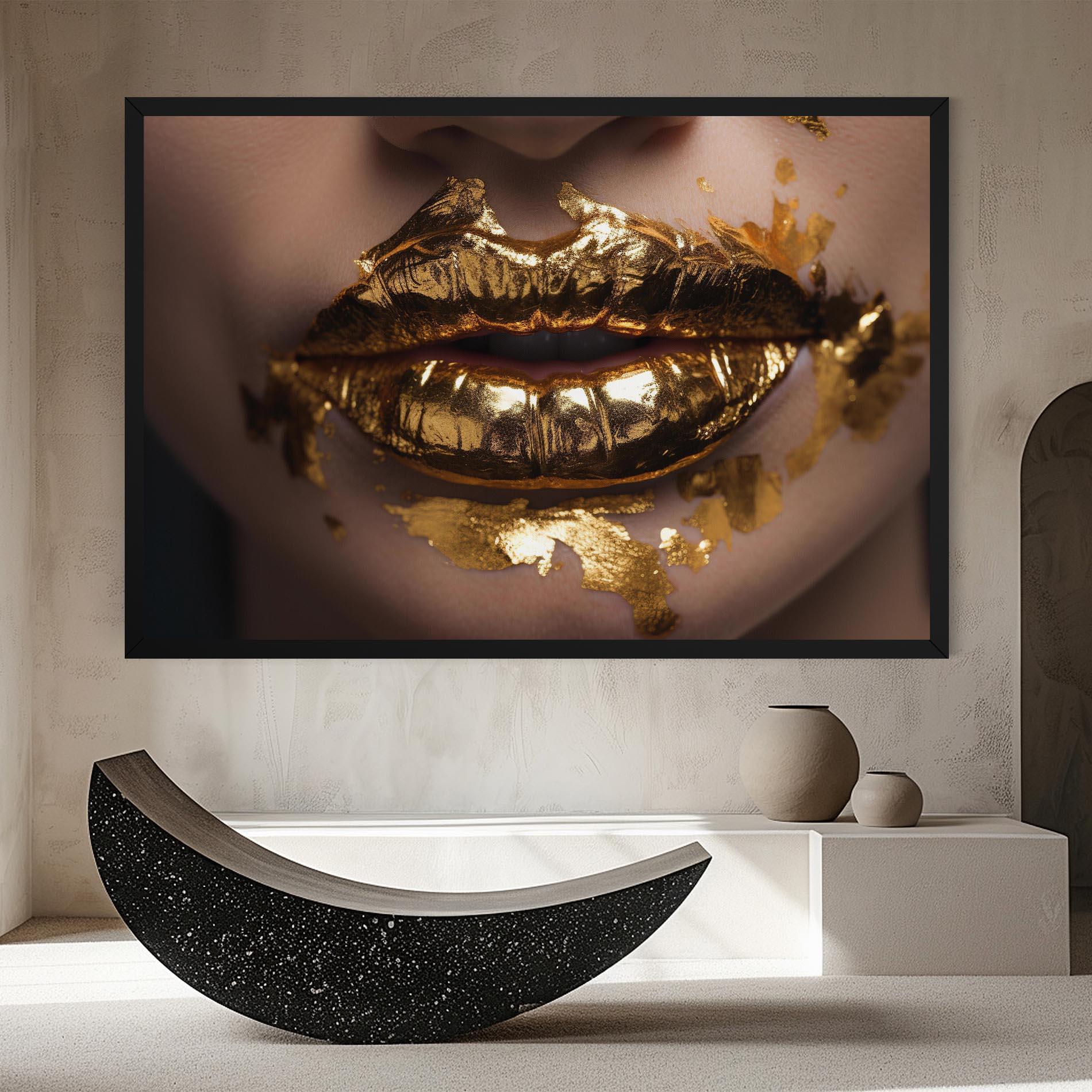 Vászonkép Close Gold Lips mockup 8