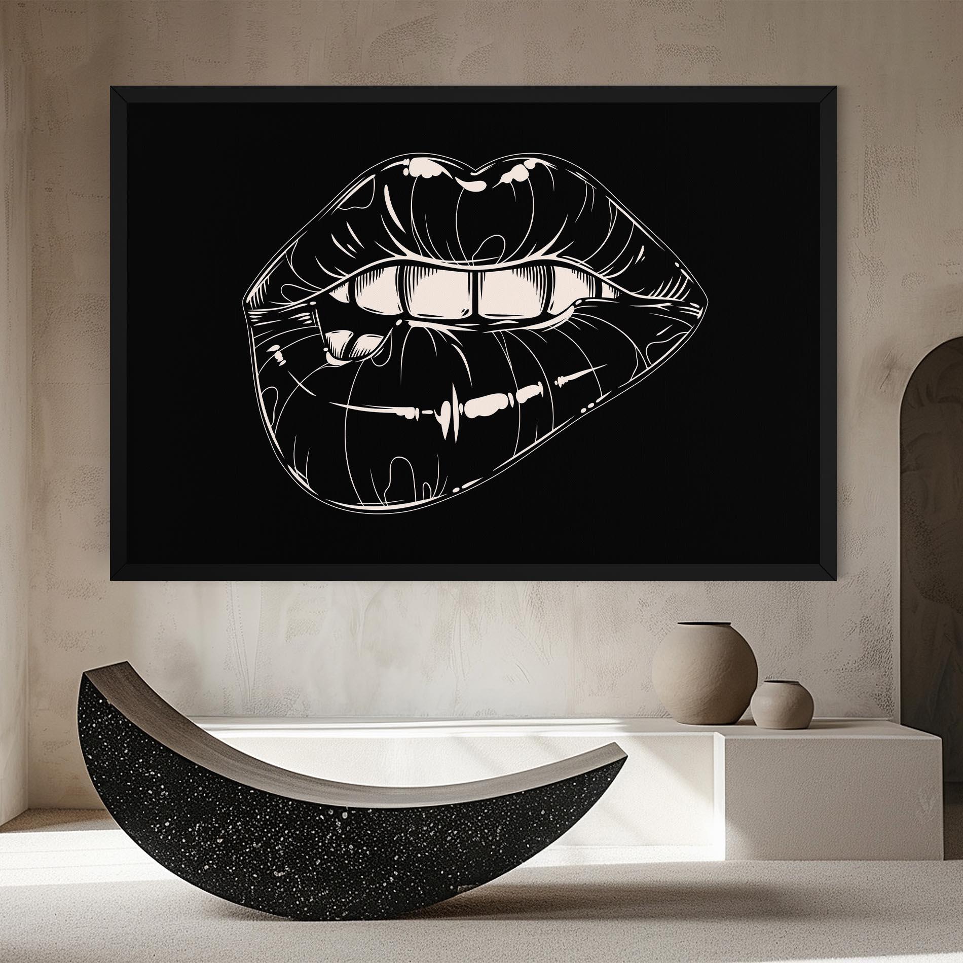 Vászonkép Juicy Lips On Black mockup 8