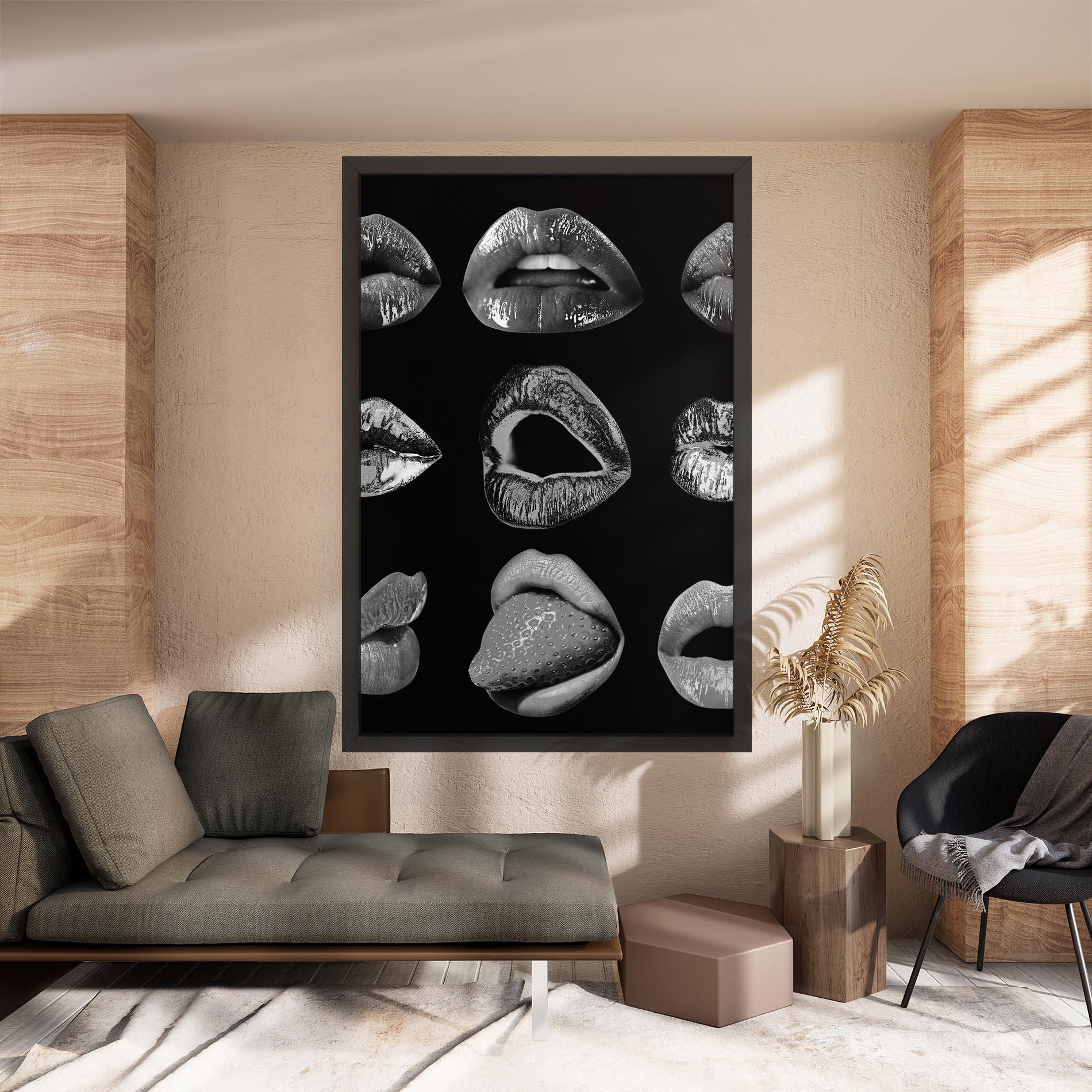 Vászonkép Grey Lips Collage mockup 8