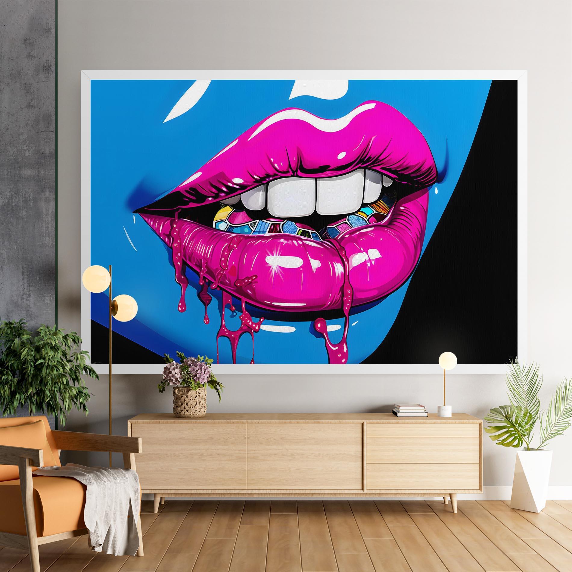 Vászonkép Blue Pink Lips Art mockup 9