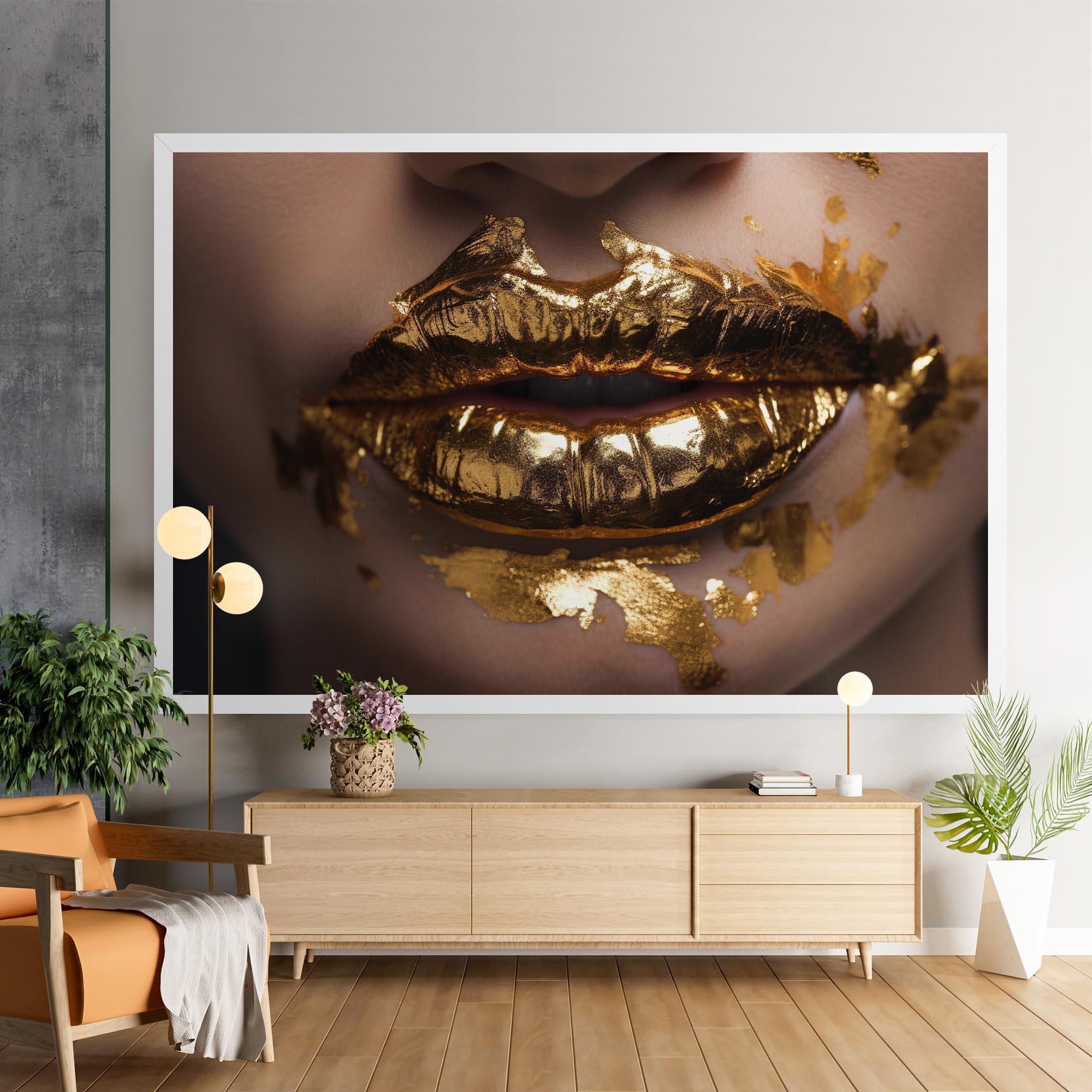 Vászonkép Close Gold Lips mockup 9